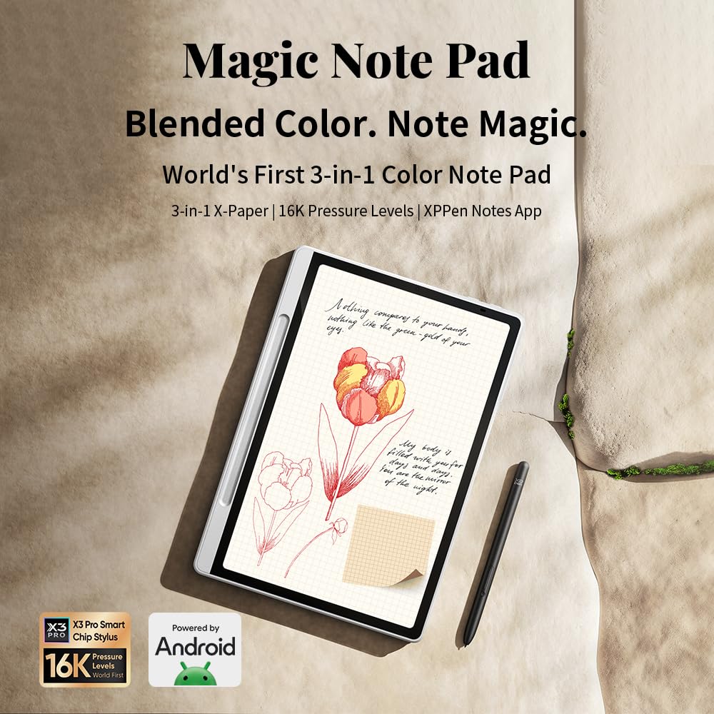 XPPen Magic Note Pad: Leitor de E-books + Tablet Android 14 +
