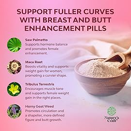 Natures Craft G-Curve Butt and Breast Enhancement Pills - Herbal Enhancer May Support Body Sculpting Curves with Saw Palmetto Extract Horny Goat Weed for Women *Results Vary 60 Count