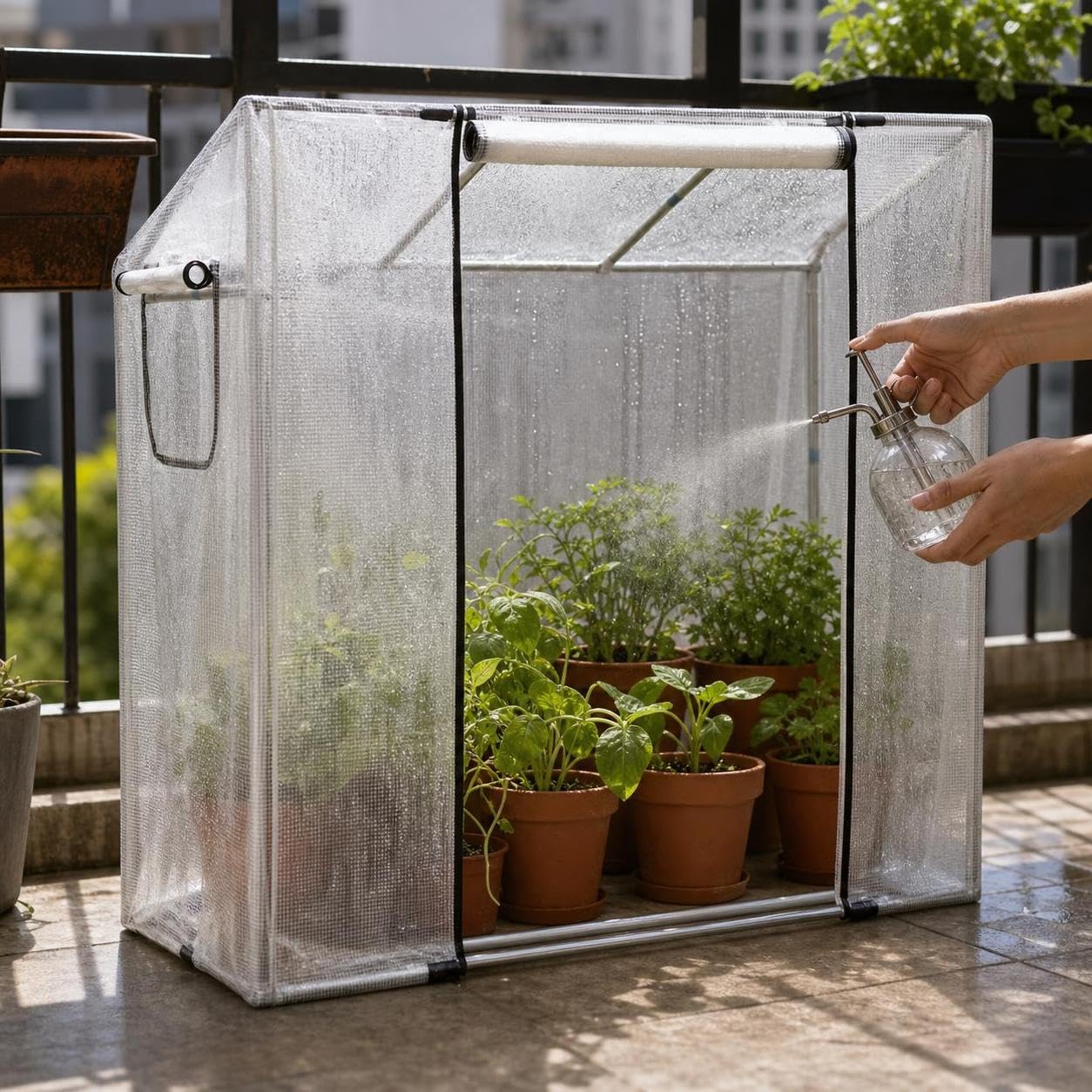 Kompaktes Foliengewächshaus für den Garten – Robustes Gewächshaus aus und Aluminium für Pflanzen , 0,7 m breit, 2 m lang (1,4/1,6 m) hoch