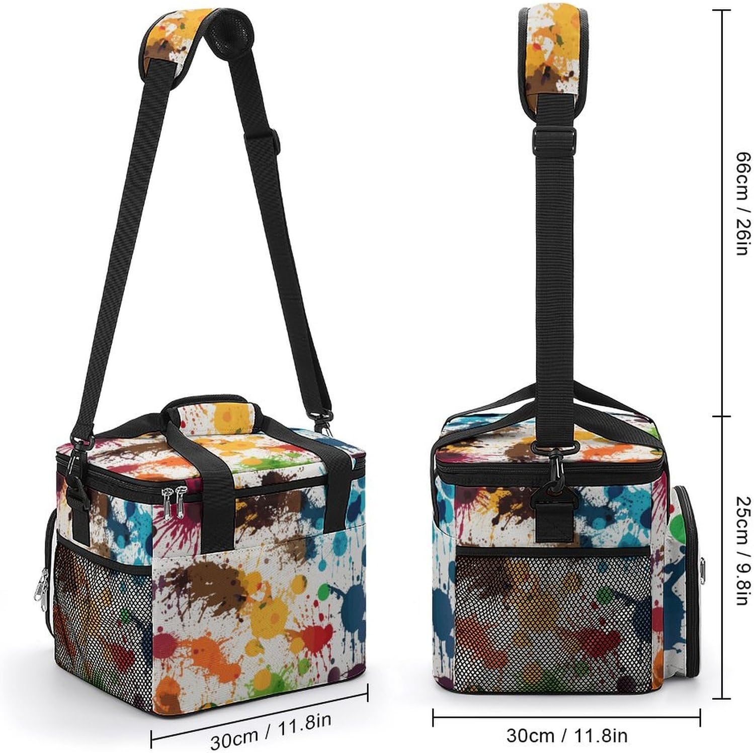 Camping Ice Pack, Abstract Paint Splashes Print Cooler Bag, 22.5L Large Capacity Insulated Lunch Tote Bag for Outdoor, Picnic, BBQ, Travel, Work