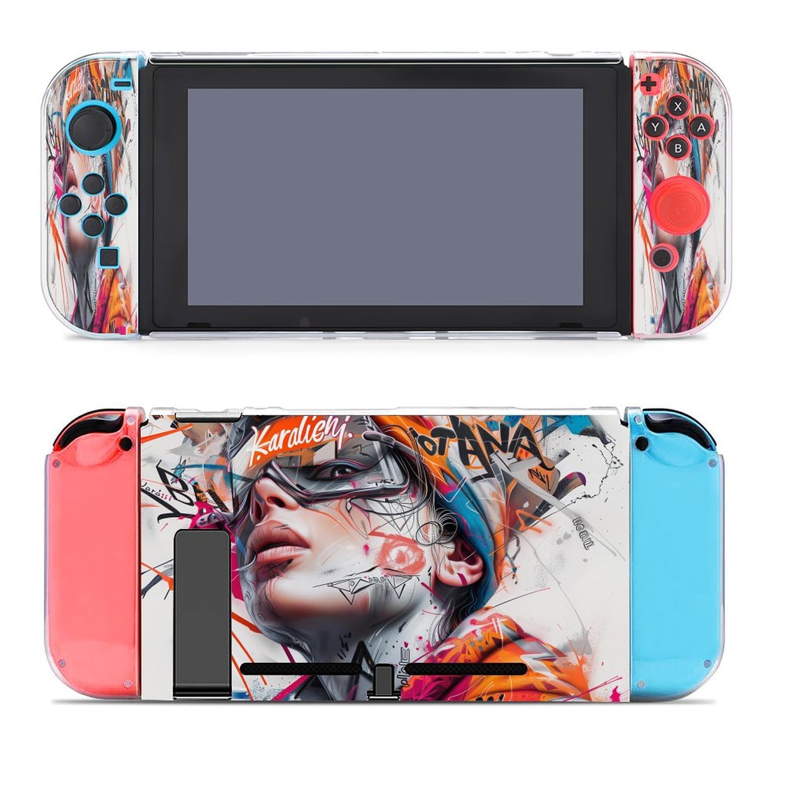 XBubupX 90s Golden Party with Pop Stars Switch Game Case Protector Vintage Dockable Protective Case Cover Accessories for