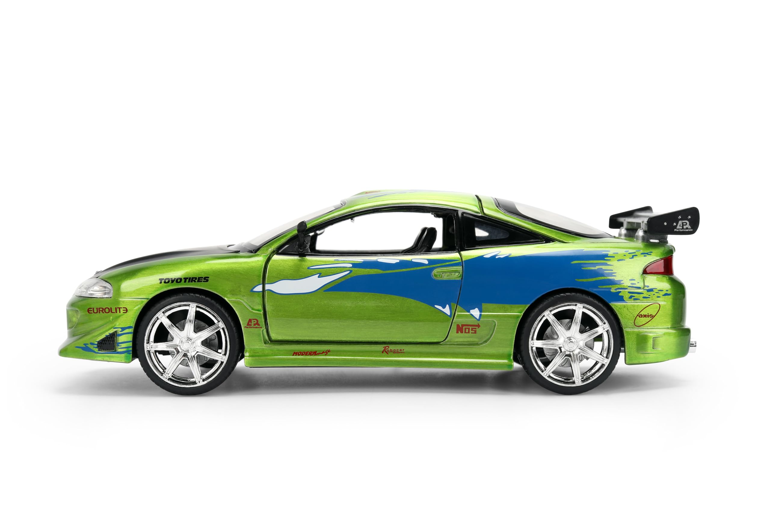 Jada Druckguss-Modellauto, kompatibel mit Fast & Furious 25th Anniversary Edition 1:24 Brians 1995, Mitsubishi Eclipse Pinsel, Farbe Finish