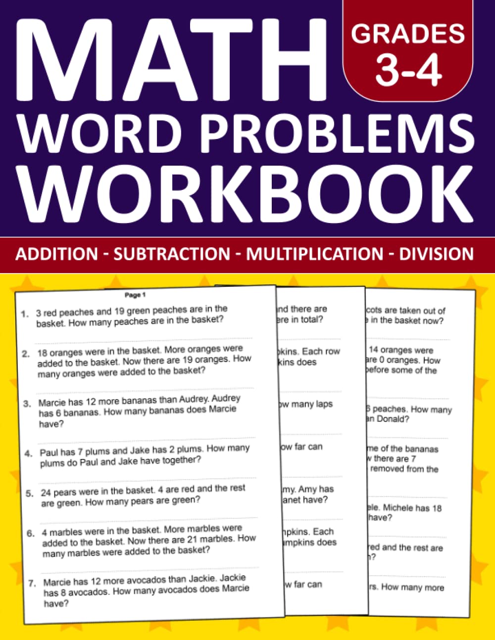 Math Word Problems Workbook For Grades 3-4 - Addition,Subtraction,multiplication, and Division Problems With Answers: Word Problems Workbook For 3rd ... Exercises Book For Classroom or Homeschool