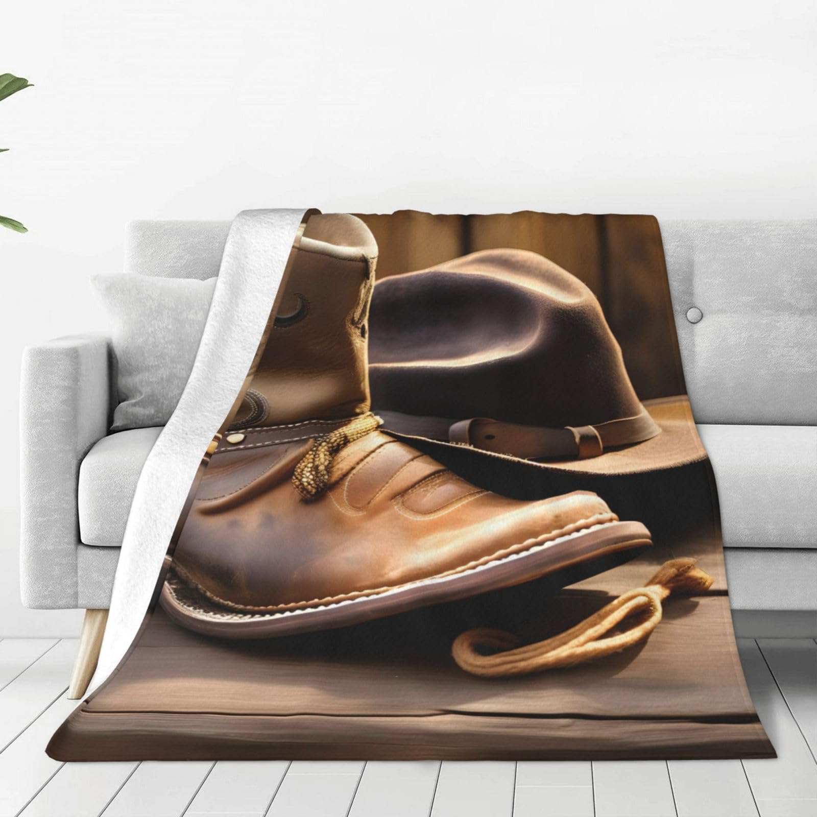 Couverture polaire chaude pour lit fini les plaids lourds avec l'imprimé cowboy