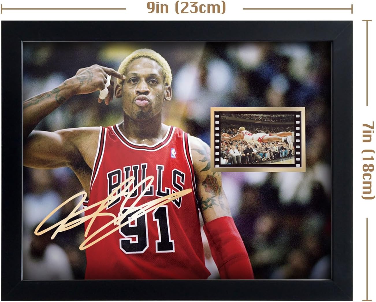 ORIMAMI Sport Superstar Dennis Rodman Poster Desktop Framed Photo Gift 8x6 Inches,with Signed and 1x35mm Film Mini Cell Display,Great Memorabilia Gift for Basketball Fans - Image 5