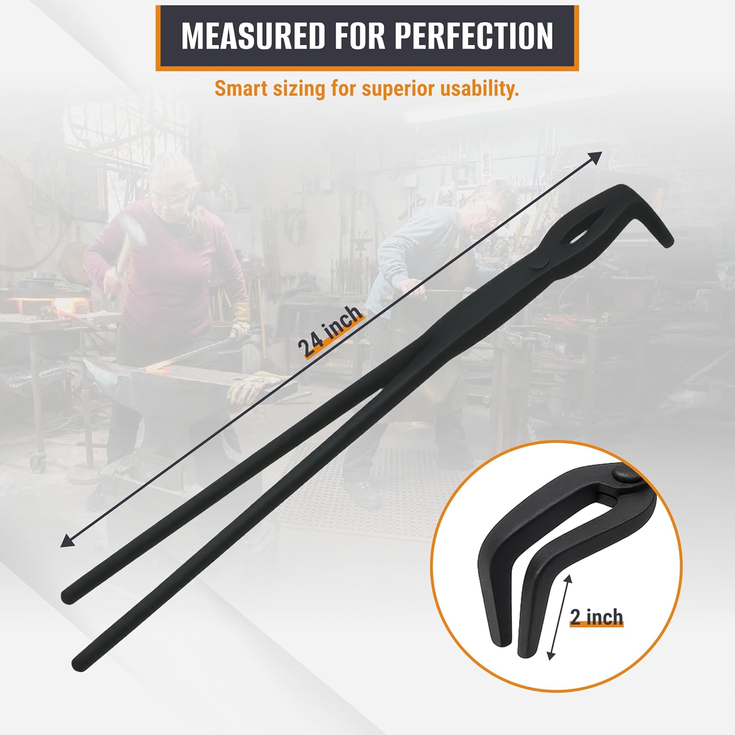 Simond Store 24" Blacksmith Tong Foundry Hinged Metal Tongs for Clay Graphite and Graphite Crucibles, Heavy Duty Steel Tong for Metal Melting Refining Casting Gold, Silver