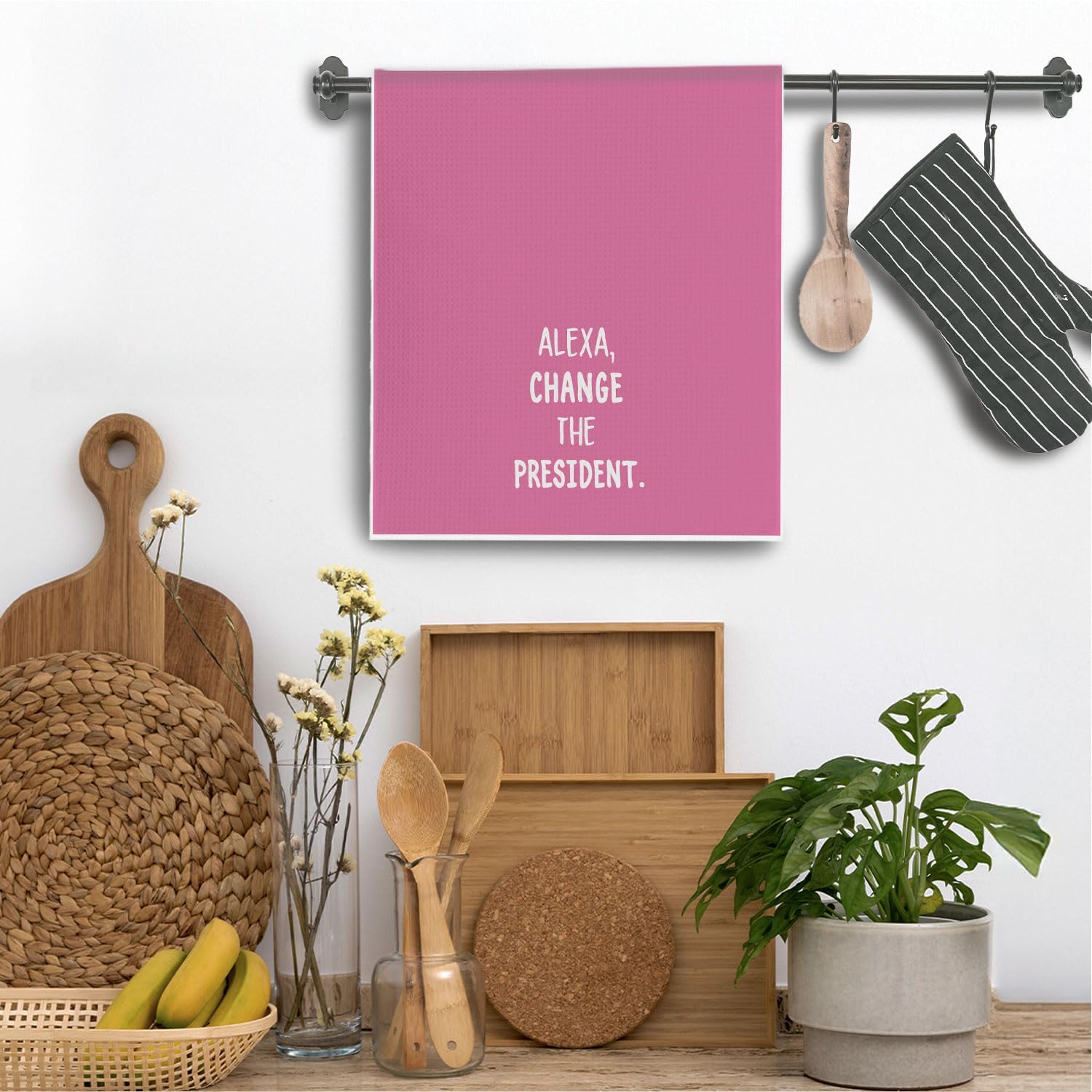 Pink Funny Political Kitchen Towels, Political Gag Gifts for Women Men Hand Towels for Bathroom, 16x24 Inch image 2