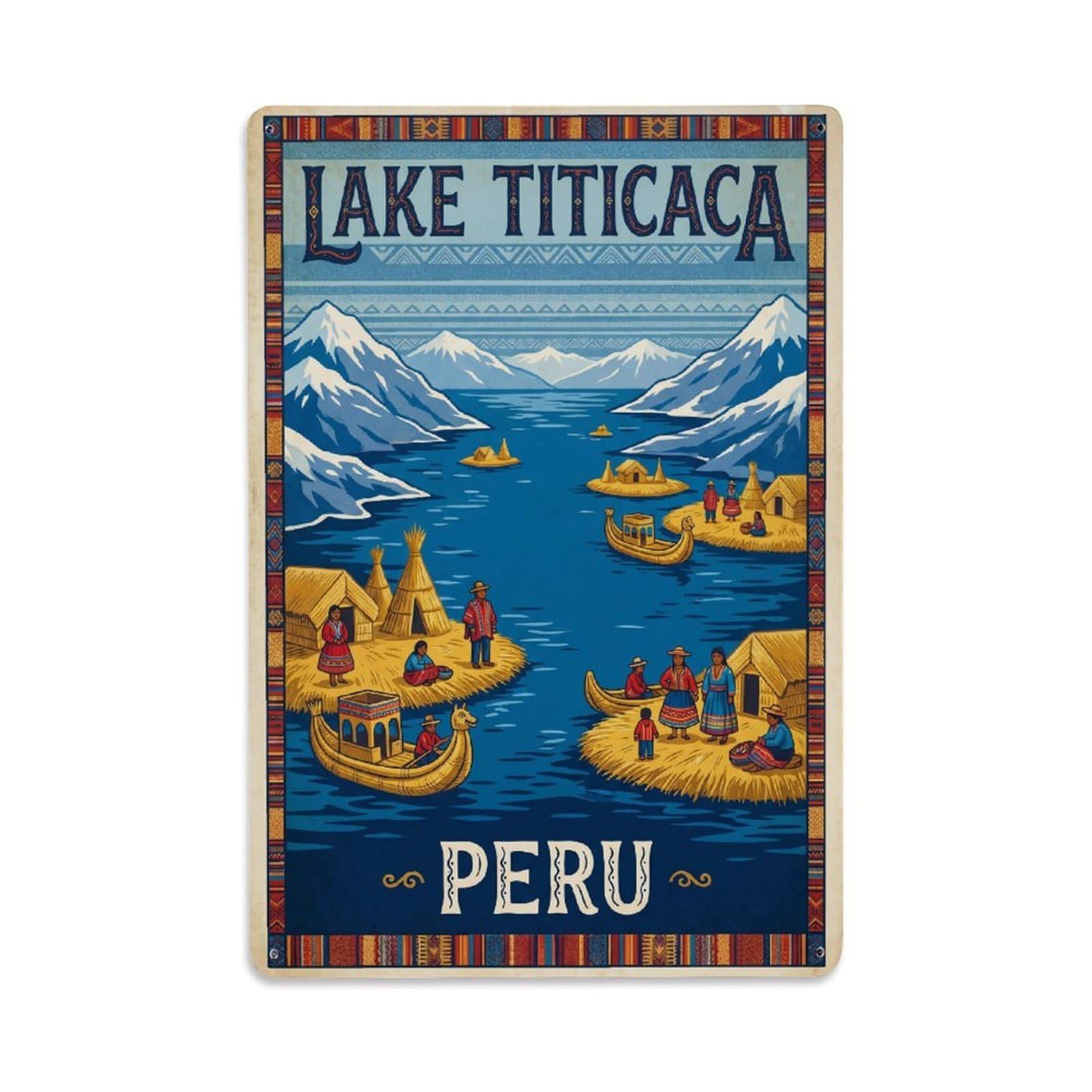 Peru Lake Titicaca Travel Retro Metal Tin Sign
