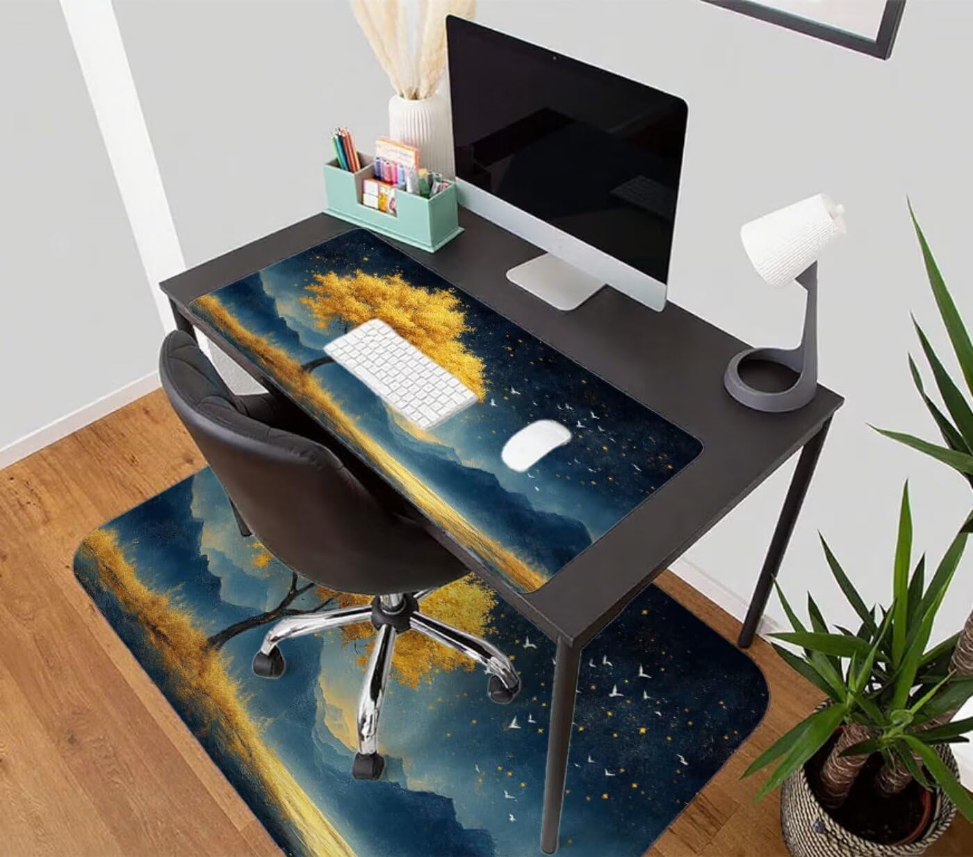 Żółta podkładka pod mysz do gier XXL 1500 x 800 mm podkładka pod mysz biurowa szyta wodoodporna antypoślizgowa podkładka pod mysz drzewną do gier, biura, wystroju domu, szybciej, prezenty dla mężczyzn