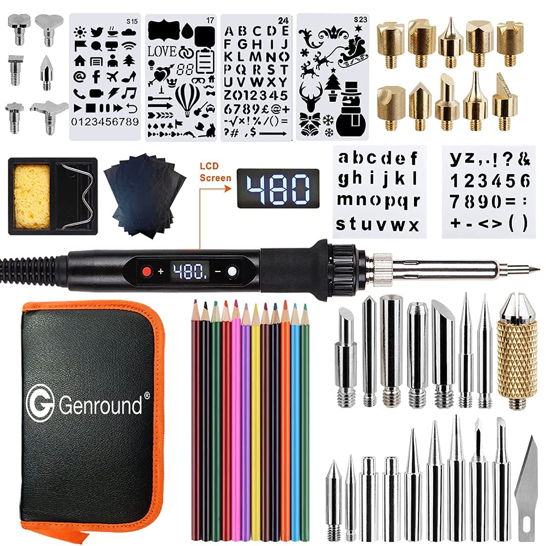 Buy Genround Wood Burner, Wood Burning Kit Professional DIY Kit 80W LCD