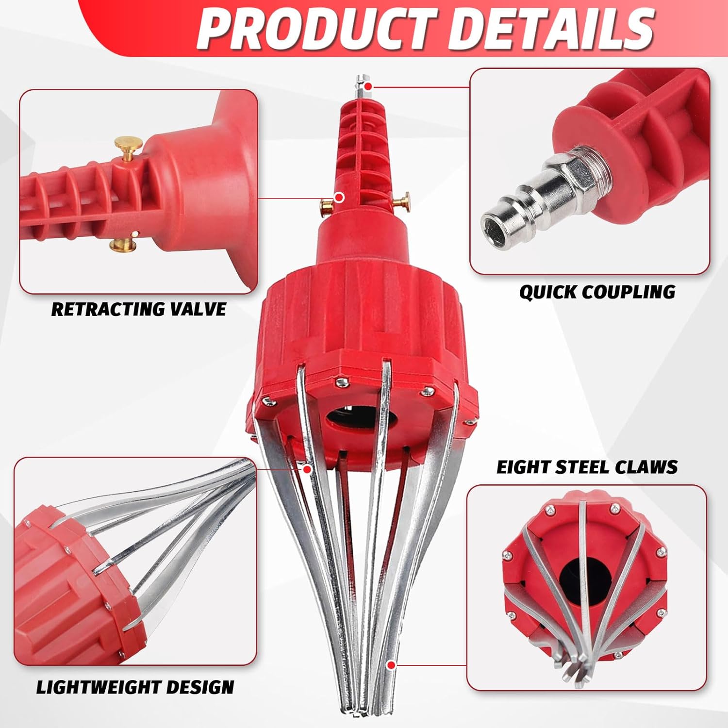 Pneumatic CV Joint Boot Installation Tool Kit, Universal CV Boot Expander Spreader, Includes 2 CV Boots, 3 Clamp Pliers & 60 Clamp Assortment (Red)