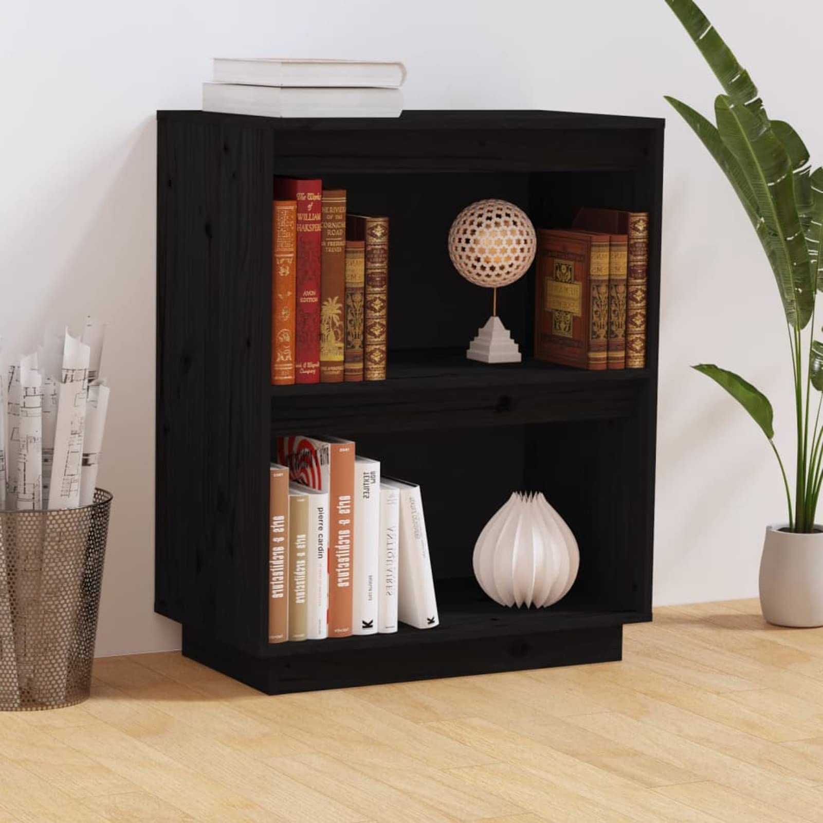 Festnight Beistellschrank Konsolenschrank aus Holz Büroschrank Mehrzweckschrank Allzweckschrank Beistellcontainer Schwarz 60x34x75 cm Massivholz Kiefer für Ihr Schlafzimmer, Wohnzimmer oder Büro