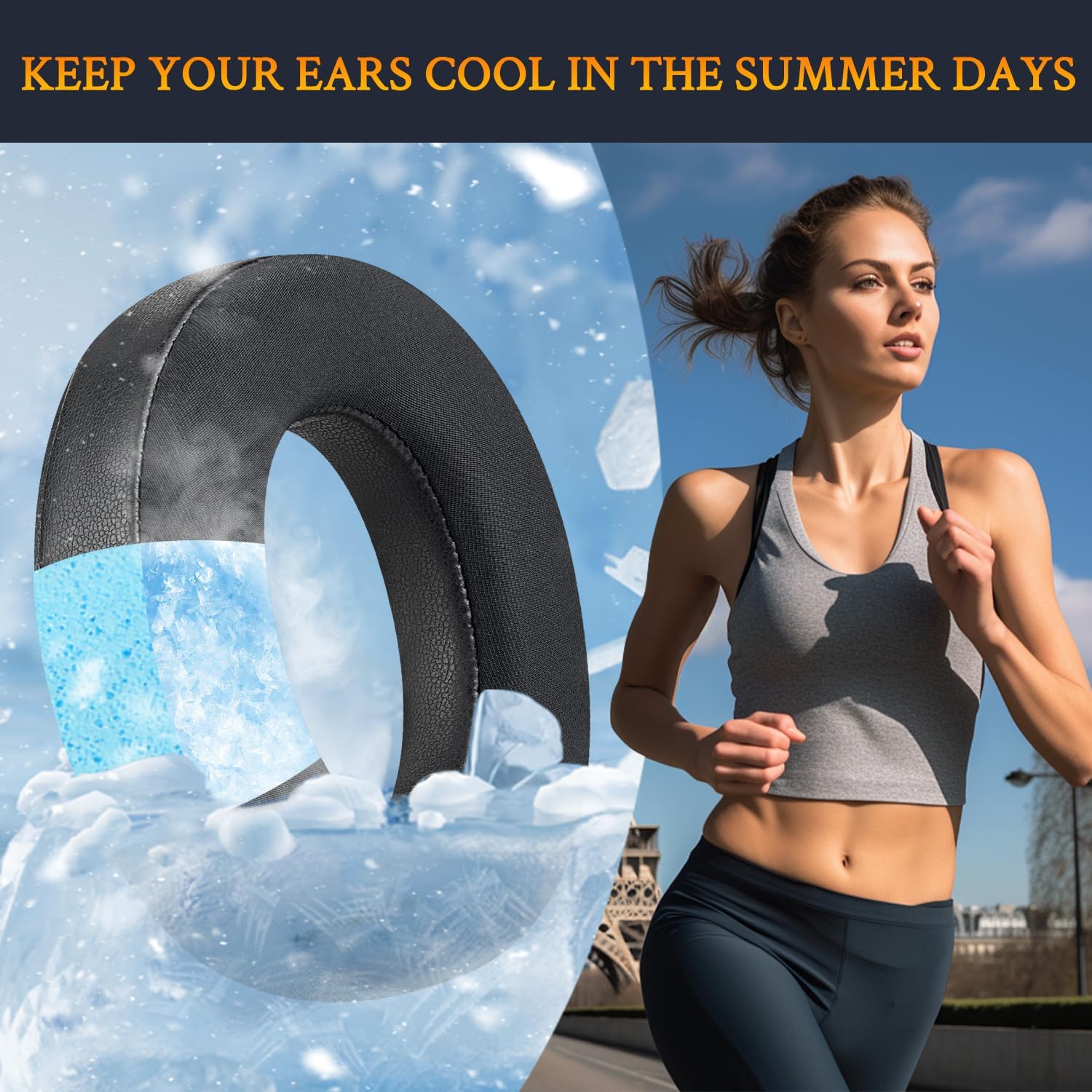 SOULWIT Cooling Gel Earpads Replacement for Sennheiser Momentum 4 Over/Around Ear Wireless Headphones, Ear Pads Cushions with Breathable Ice Silk Fabric, High-Density Noise Cancelling Foam - Black - Image 4