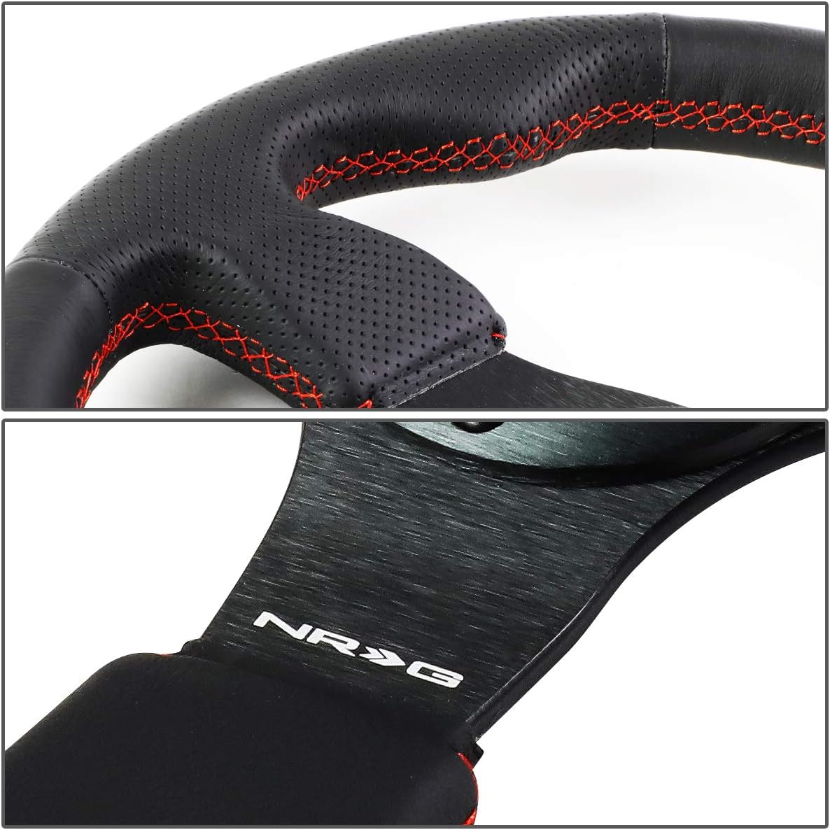 NRG Innovations RST-012R-RS Reinforced Steering Wheel (320mm Sport Leather Steering Wheelwith red stitch)