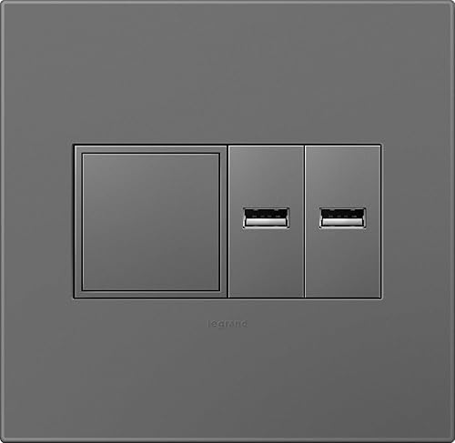 Miniatura 5 de Legrand adorne ARPTR152GM2WP - Toma de corriente emergente de 2 bandas en magnesio con placa de pared a juego, ARPTR152GM2WP