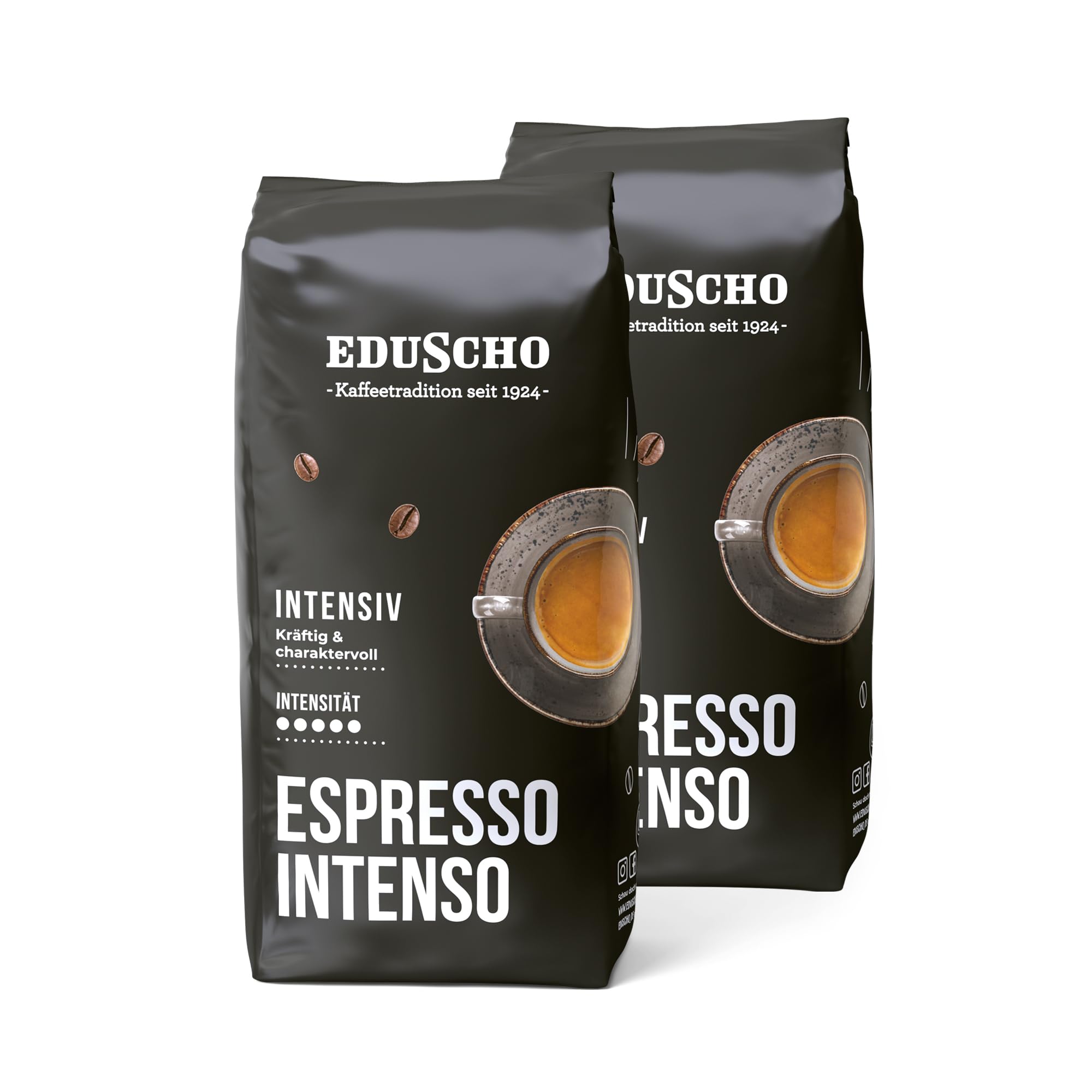 Tchibo Eduscho Espresso Intenso, 2kg (2 x 1000g) Kaffeebohnen, kräftig-chraktervoller Geschmack