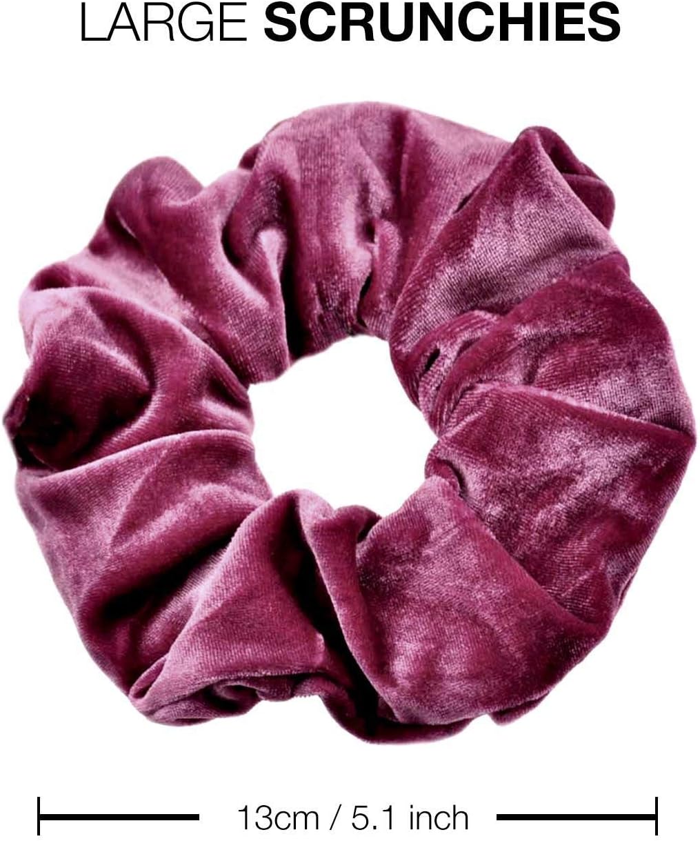 2 PCS Premium Large Hair Velvet Scrunchies Ties Bands Updo Ponytail Bobble Scrunchy Holder for Women Girl Kids Plum - Image 4
