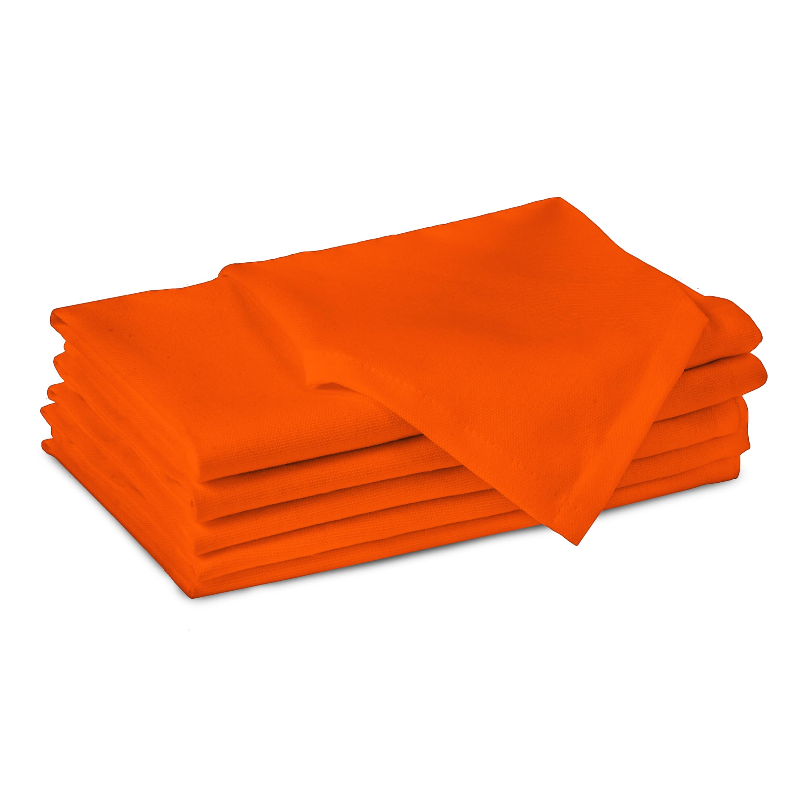Encasa XO Orange Cloth Napkins Set of 6, 20x20 in | Solid Color Cotton Dinner Napkins | Washable & Reusable Wedding Napkins for Holiday Dinners, Party, & Everyday Table Decor