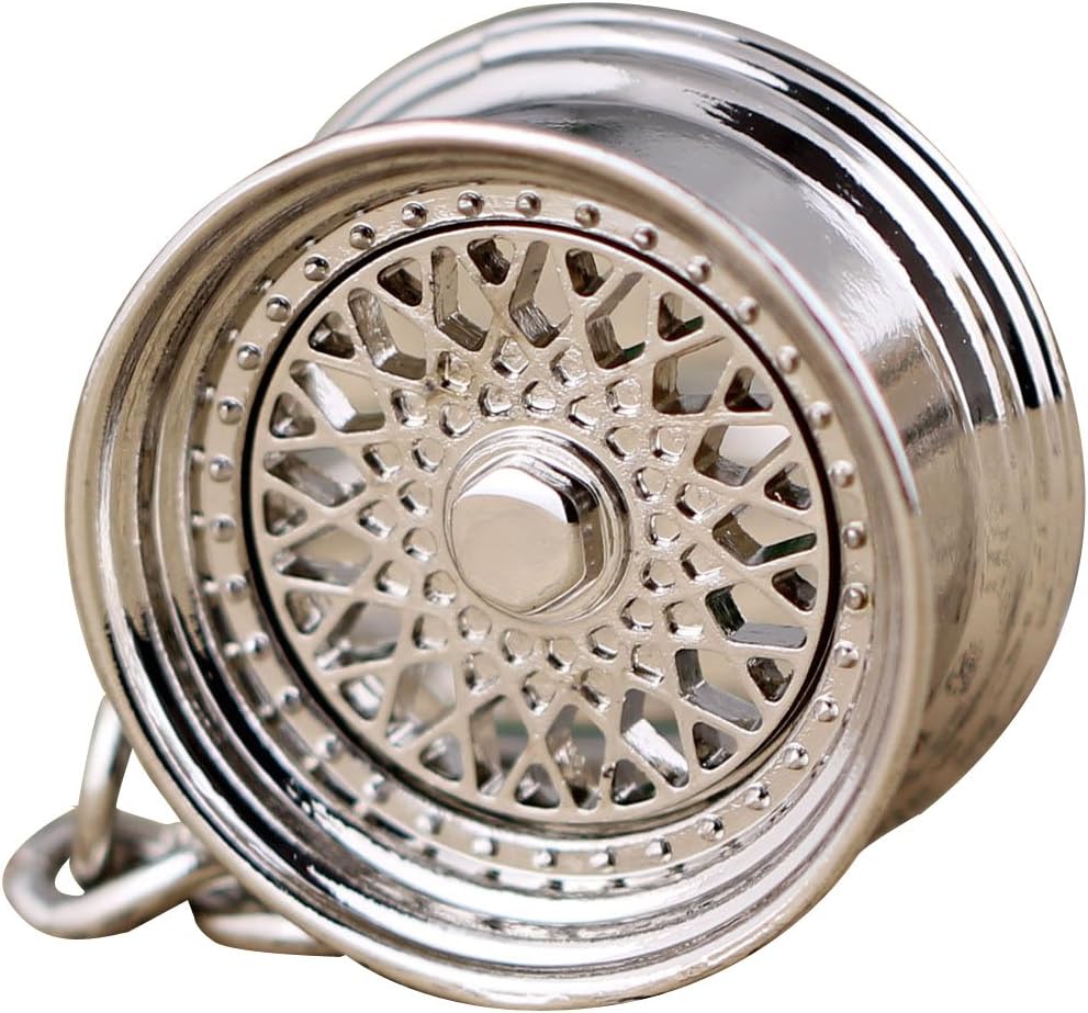 maycom Creative Auto Part Model Wheel Rim Tyre Keychain Keyring Key Chain Ring Keyfob (Silver)