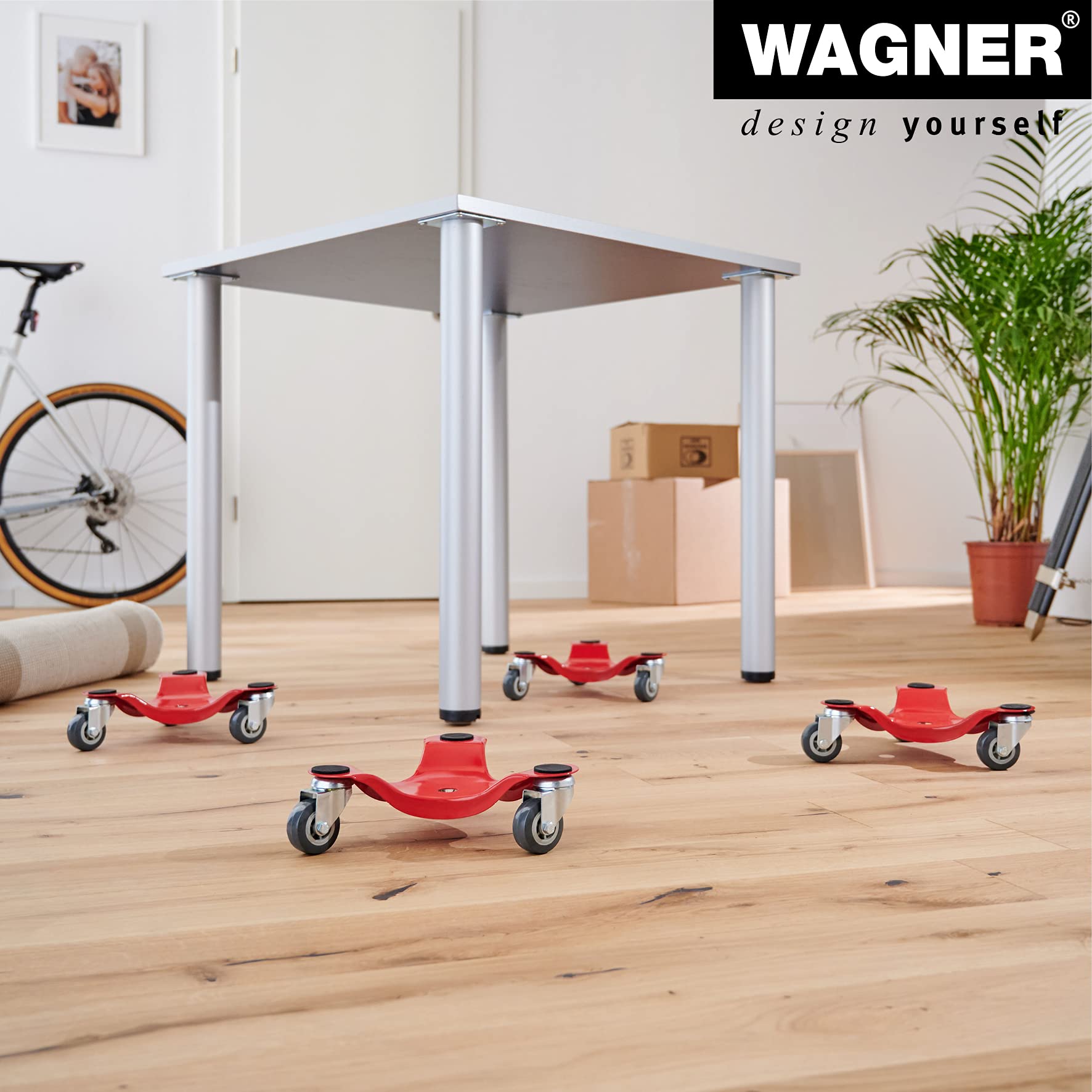 WAGNER Carrello da trasporto MM 1196 I 25 x 25 cm I con 3 ruote I cuscinetti antiscivolo - ideale per carichi voluminosi e traslochi I portata100 kg I protegge il pavimento| uso flessibile - 20119601