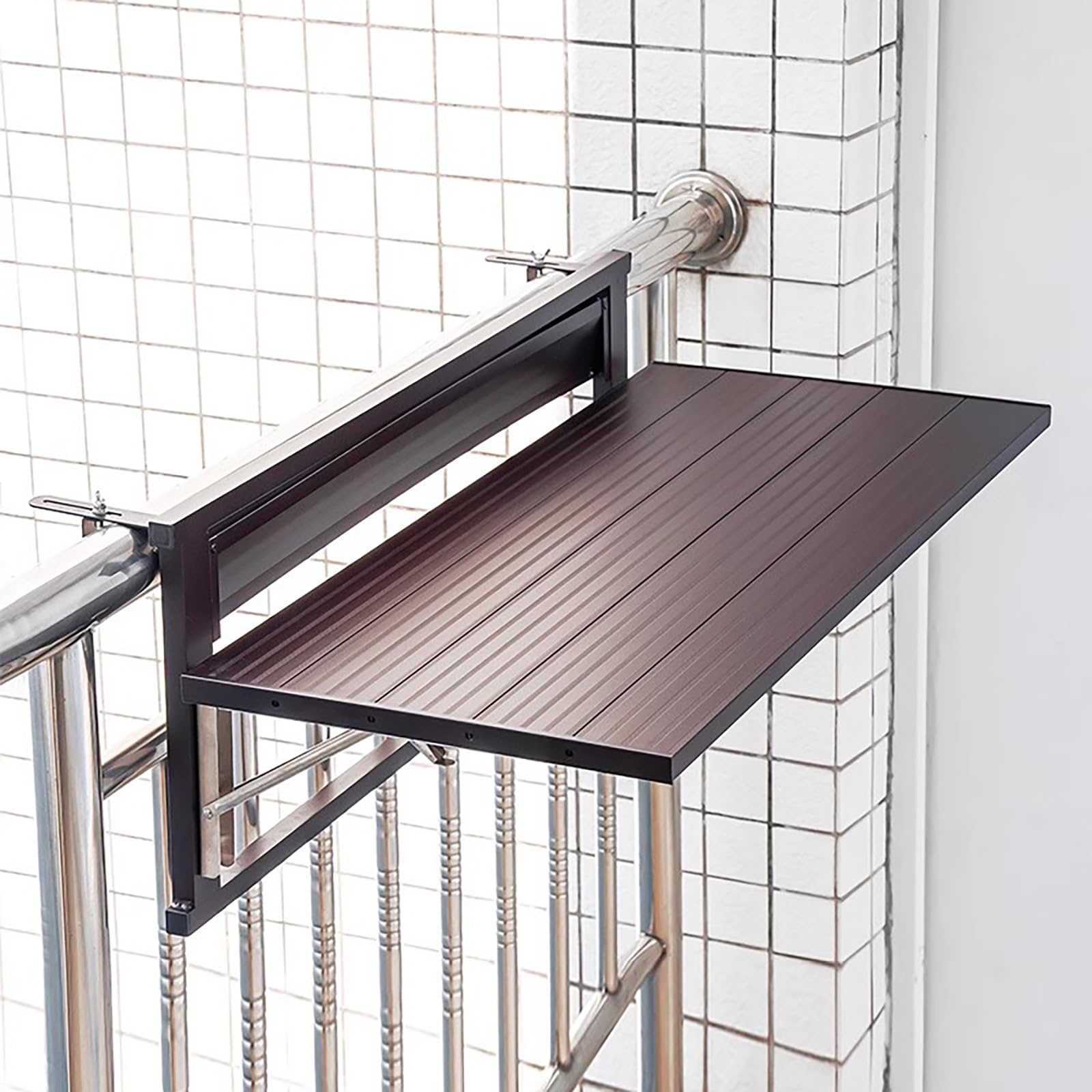 SXZenSpace Outdoor Folding Wall Mounted Table Portable Space Saving Hanging Side for Balcony Railing Deck Patio & Garden Use