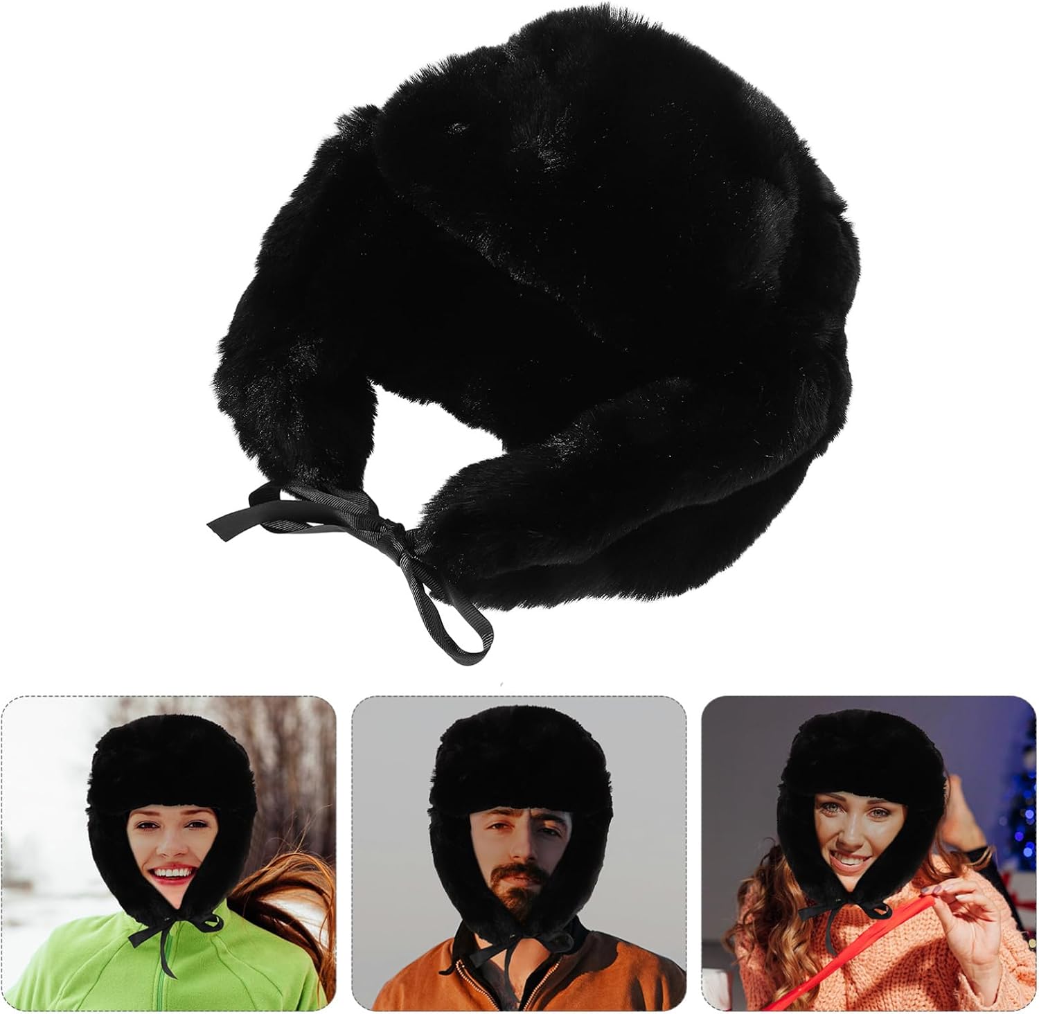 minkissy Trapper Cap Faux Fur Hat for Cold Weather Thick Warm Protective Hat for Outdoor Activities for Men and Women Fit for Head
