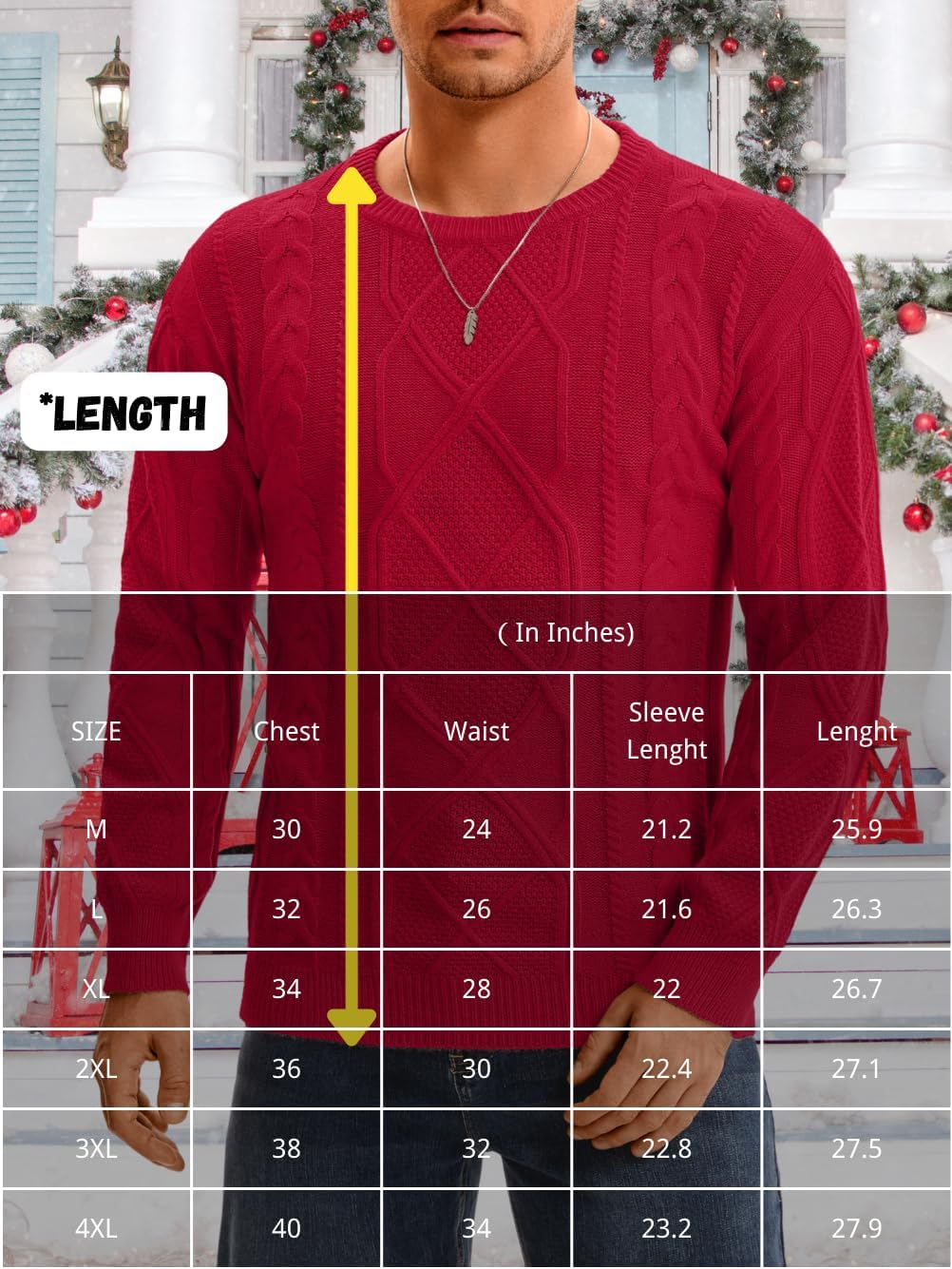 Men Fashion Cable Knit Fisherman Sweater, Crewneck Long Sleeve Solid Pullover Top, Vintage Fall Winter Casual Outfits - Image 6