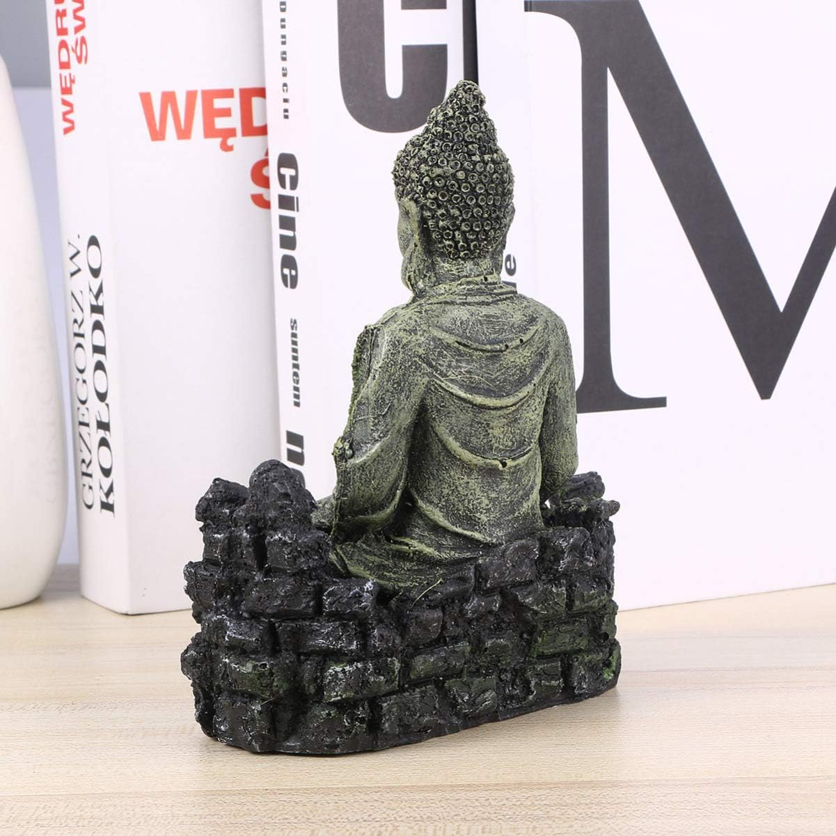 Aquarium Resin Decorations Ornament - Ancient Buddha Statue Decor Underwater Landscape Hideaway Fish Tank Scenery for Betta, Small Lizards, Turtles, Reptiles,
