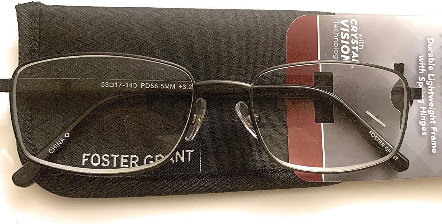 Foster Grant Men's Titanium Reading Glasses T23 Gun +1.50