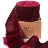 Ribbli Burgundy Velvet Ribbon 1.5 Inch Handmade Frayed Vintage Christmas Ribbon for Gift Wrapping Christmas Tree Ornament Wreath Craft Home Decor -3 Yards