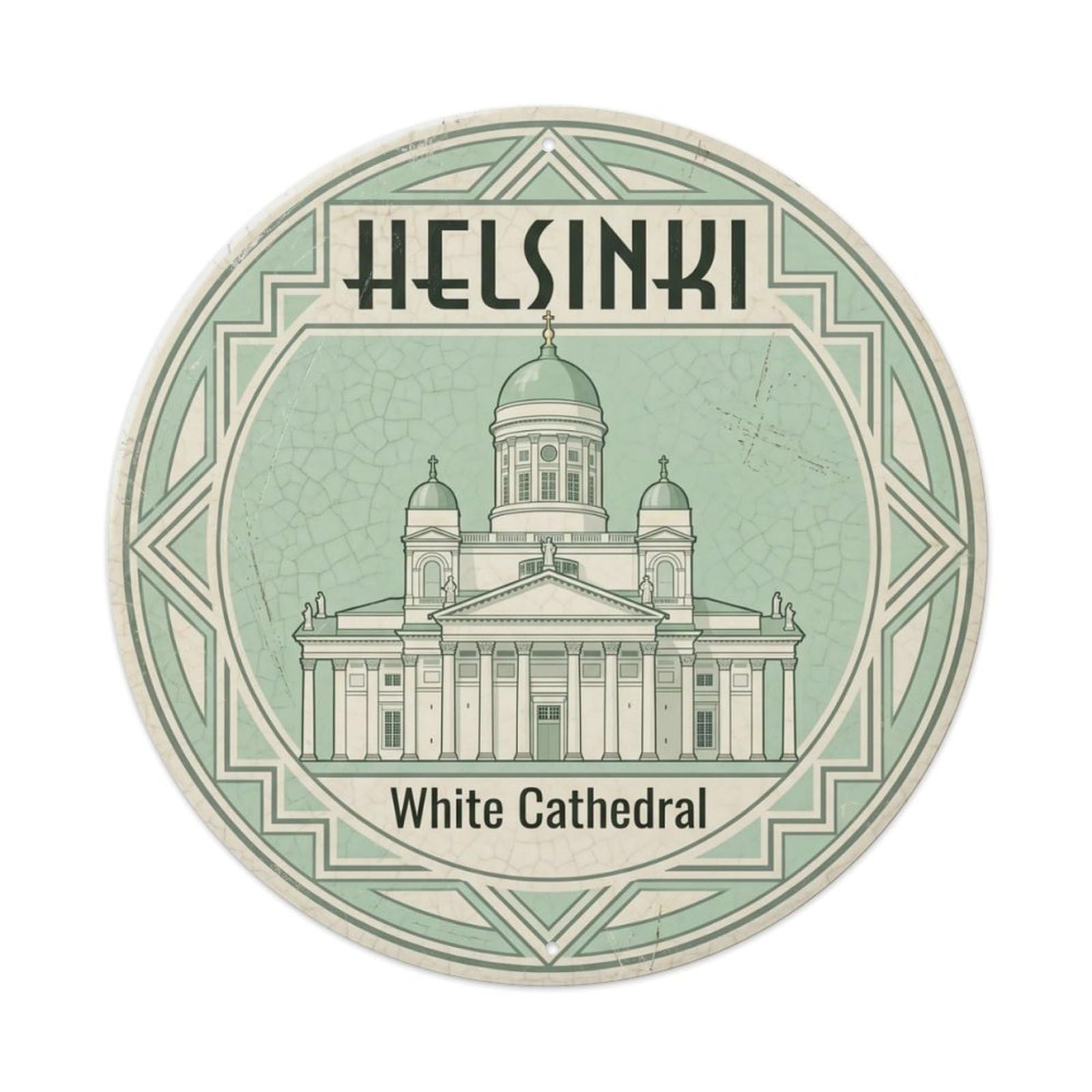 Cathedral Luminous Lounge Sanctuary Metal Tin Sign Plaque Wall Decor for Cafe, Club Bar, Office, Home Garden Round Metal Poster 8x8Inch