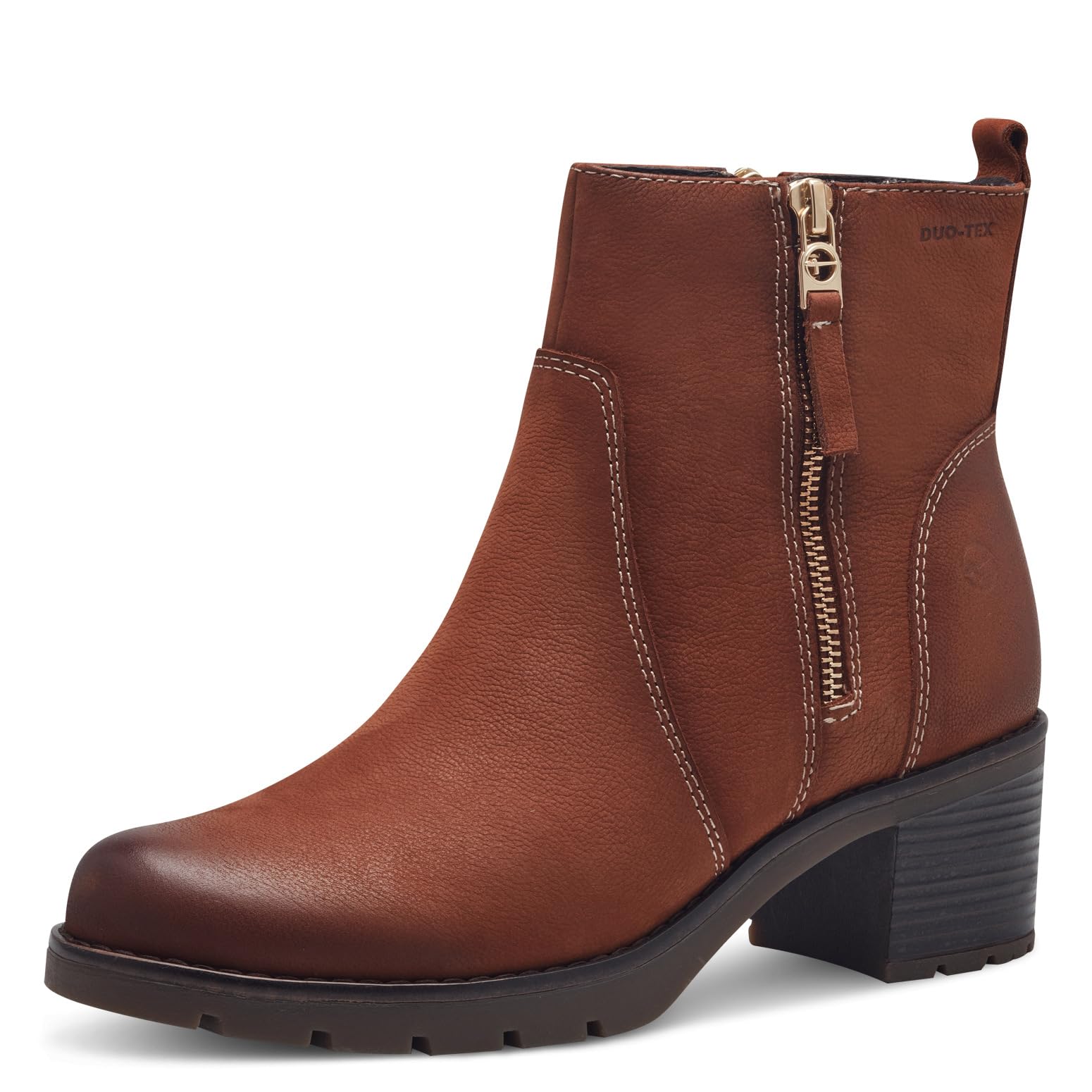 Tamaris Comfort Women’s Winter Boots with Heel Leather Lined , Cognac Nubuk, 3,5 UK