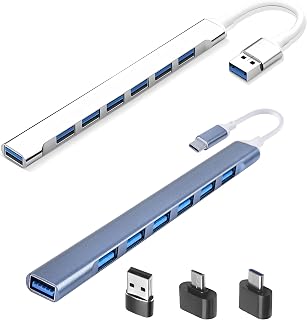 7 Port USB C to USB Hub,7 Port USB 3.0 Hub and 3 Adapters