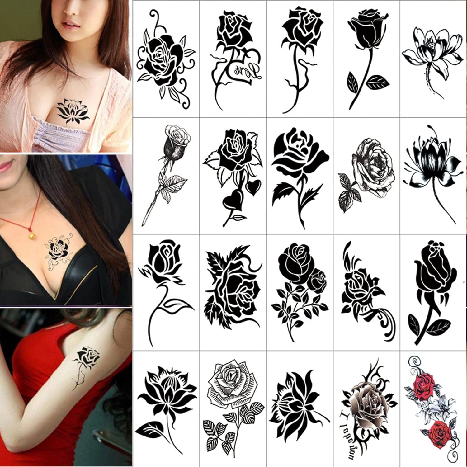 タトゥーシール 5枚セット 薔薇 かわいい 刺青シール 防水 花 英字 鬼 蝶 おしゃれ 文字 タトゥーシール 5枚セット 薔薇 かわいい 刺青シール 防水 花 英字 鬼 蝶 おしゃれ 文字