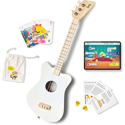 Loog Mini Acoustic kids Guitar for Beginners 3-strings Ages 3+ Learning app and lessons included