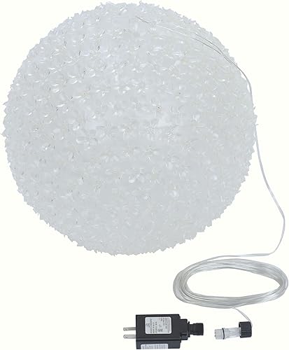 Miniatura 9 de Alpine Corporation Adorno redondo intermitente para interiores y exteriores de 13 pulgadas de alto, con luces LED blancas cálidas, decoración