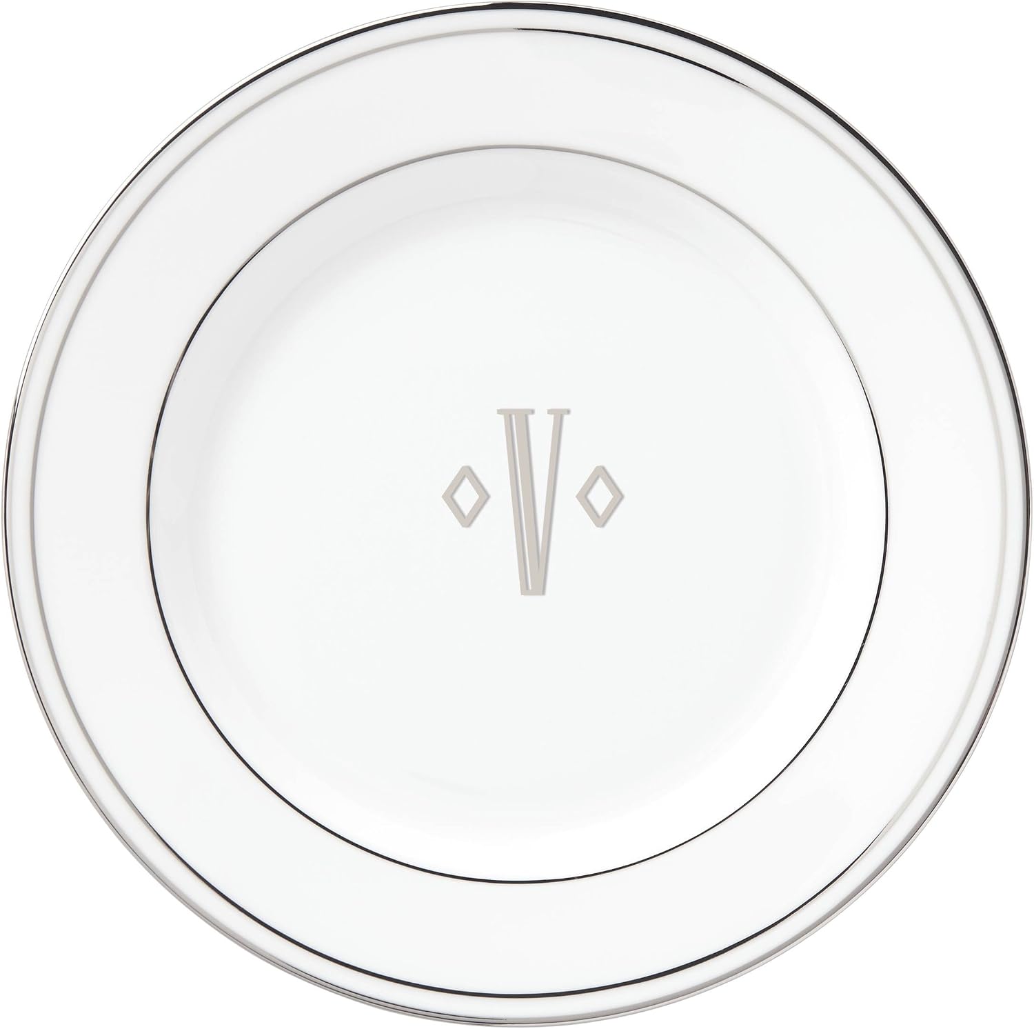 Lenox Federal Platinum Block Monogram Dinnerware Bread/Butter Plate, V