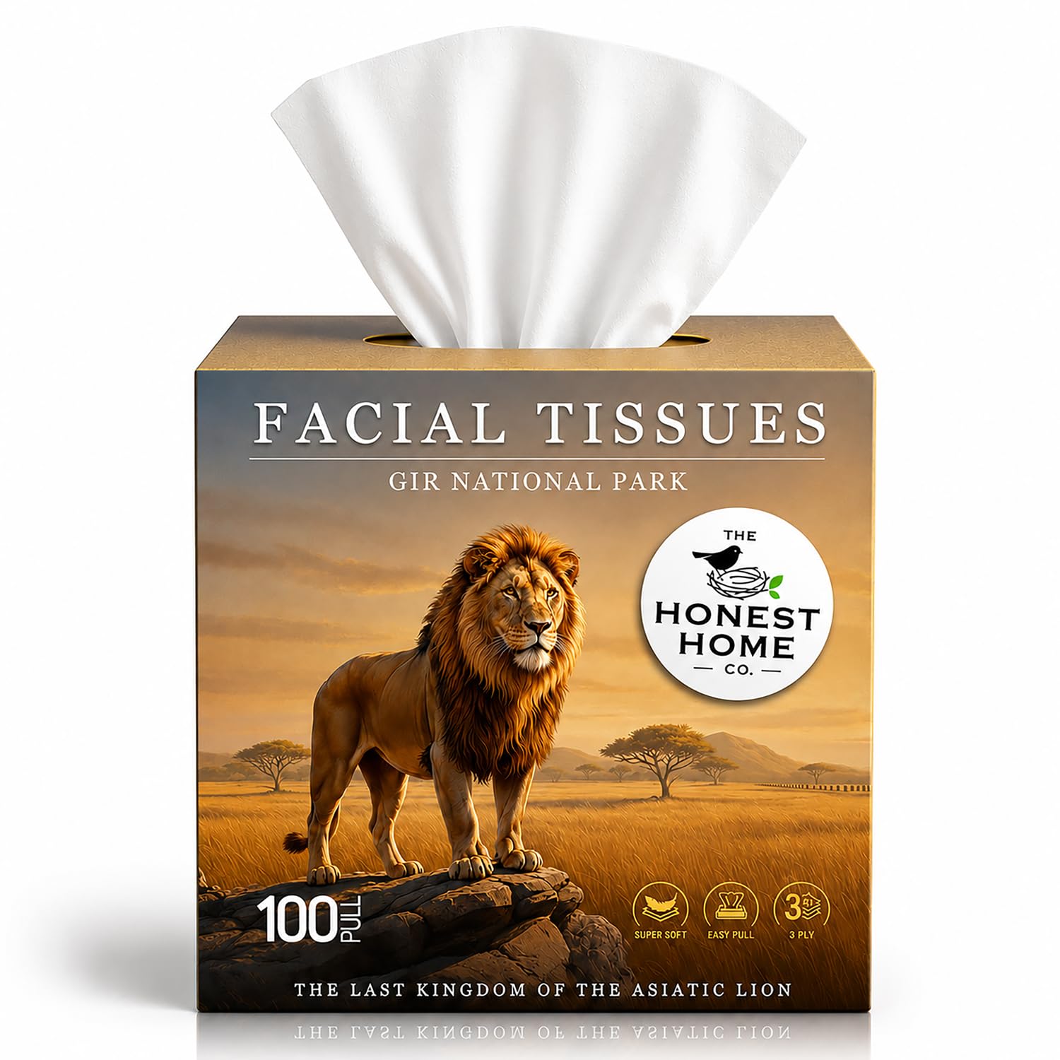 honest home 3 ply artisanal facial tissue box (100 pulls)- gir
