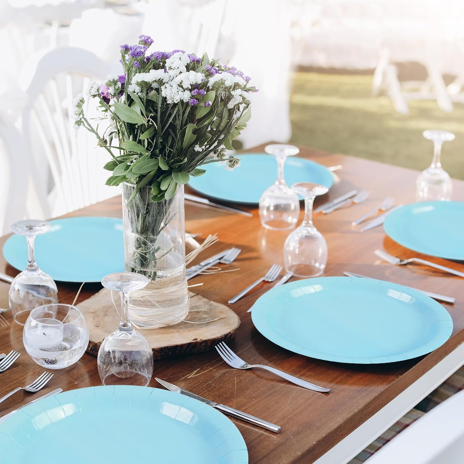 48PCS Baby Blue Paper Plates and Napkins Party Supplies, Light Blue Disposable Party Tableware Set Includes 7in &9in Paper Plates and Napkins for Birthday Graduation Wedding and Holiday, Serve 16 - Image 6