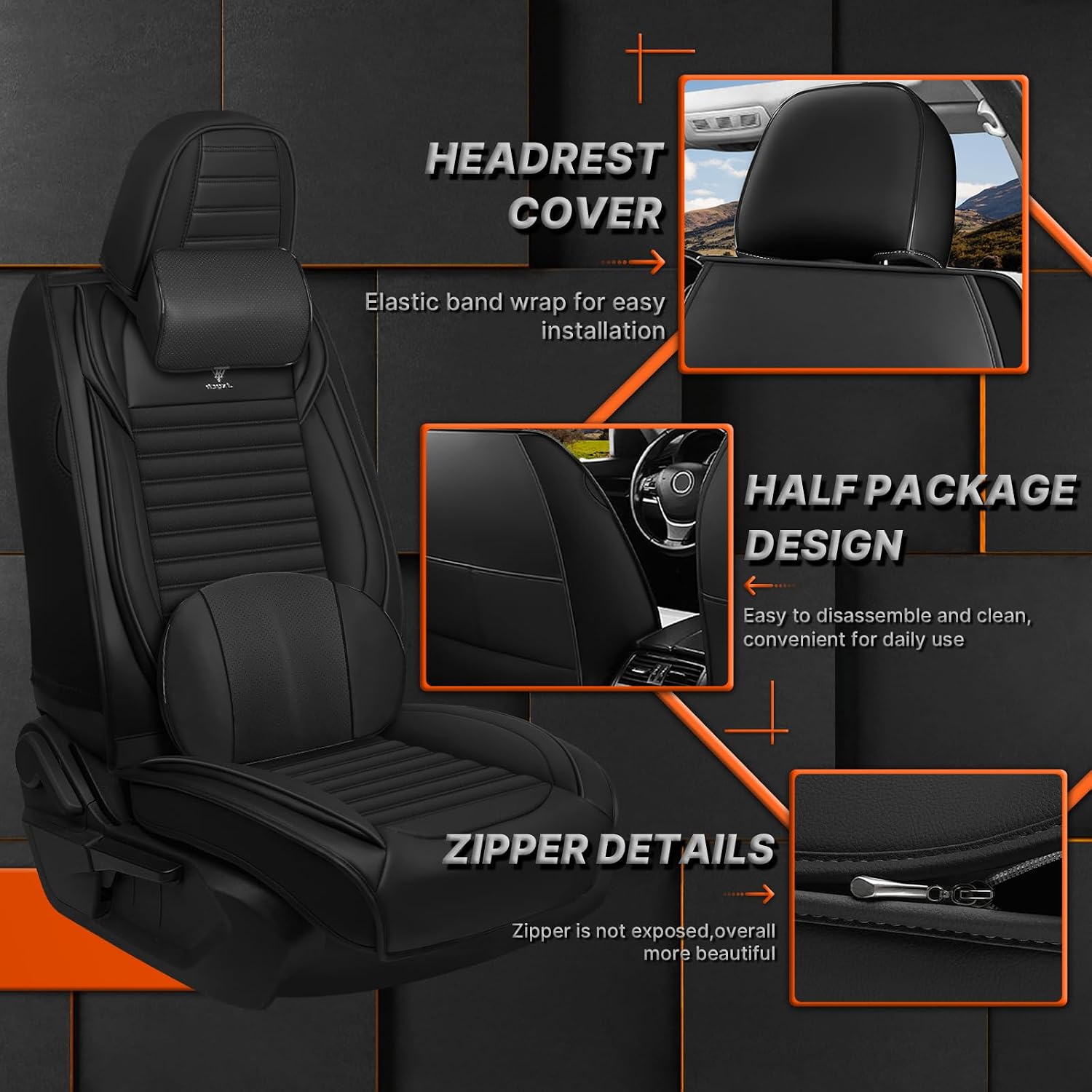 Car Seat Covers Custom Fit for Toyota Tundra 2000-2026- Breathable Leather Cushion Comfortable Luxury Front Set, Anti-Slip & Premium Design (Black)