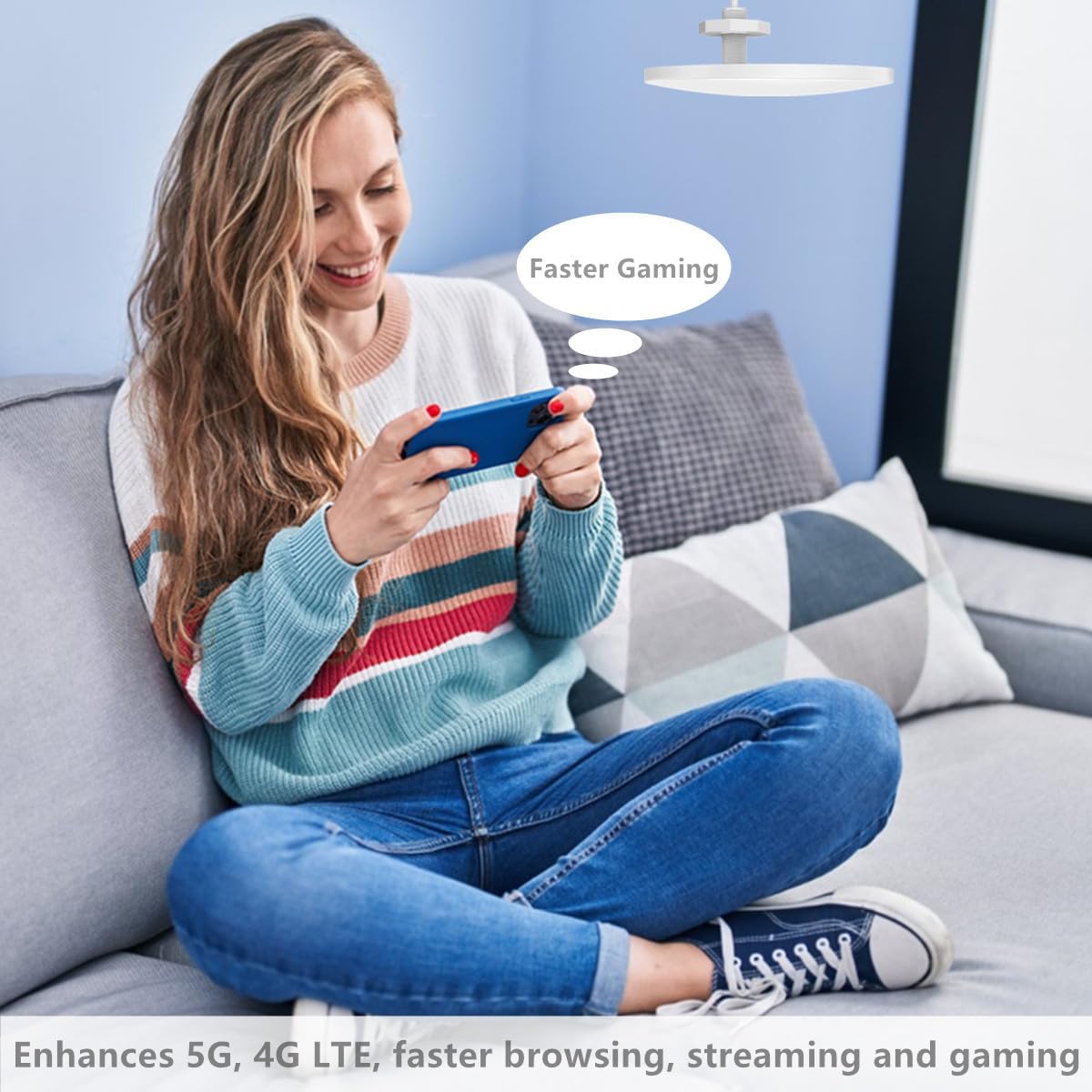 Cell Phone Signal Booster Boosts 5G 4G LTE Band 2/4/5/12/17/13 for All U.S. Carriers Verizon, ATT, Sprint, Outdoor Directional and Indoor Omni-Directional Antenna Kit, FCC Approved