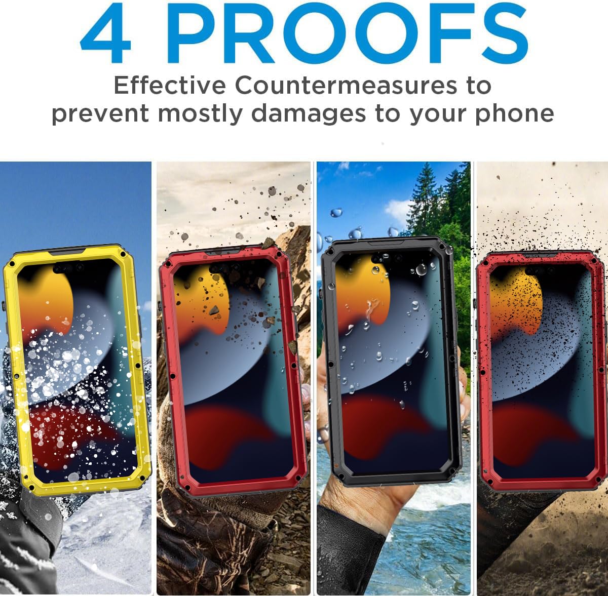 Custodia impermeabile per iPhone 15 Pro Max, custodia protettiva integrale in metallo resistente, antiurto, antipolvere, robusta, di grado militare, per iPhone 15 Pro Max, rosso