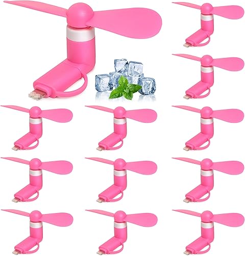 Miniatura 11 de Mini ventilador de 12 unidades, mini ventilador 2 en 1 para teléfono celular compatible con iPhone, iPad, teléfono inteligente Android, tableta 12