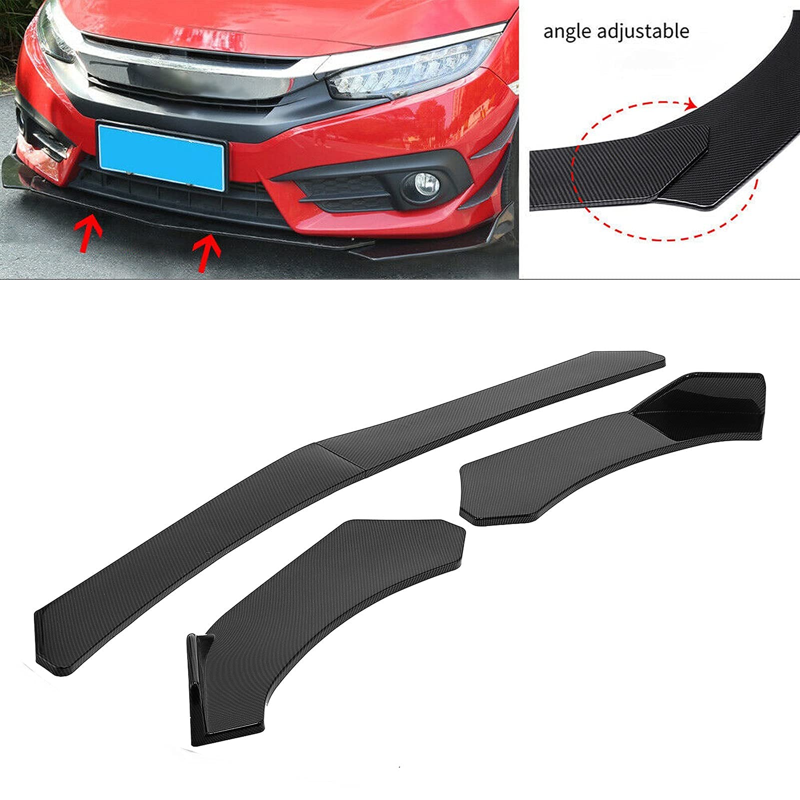 Ejoyous Spoiler anteriore universale, labbro sottoparaurti per auto, colore: nero