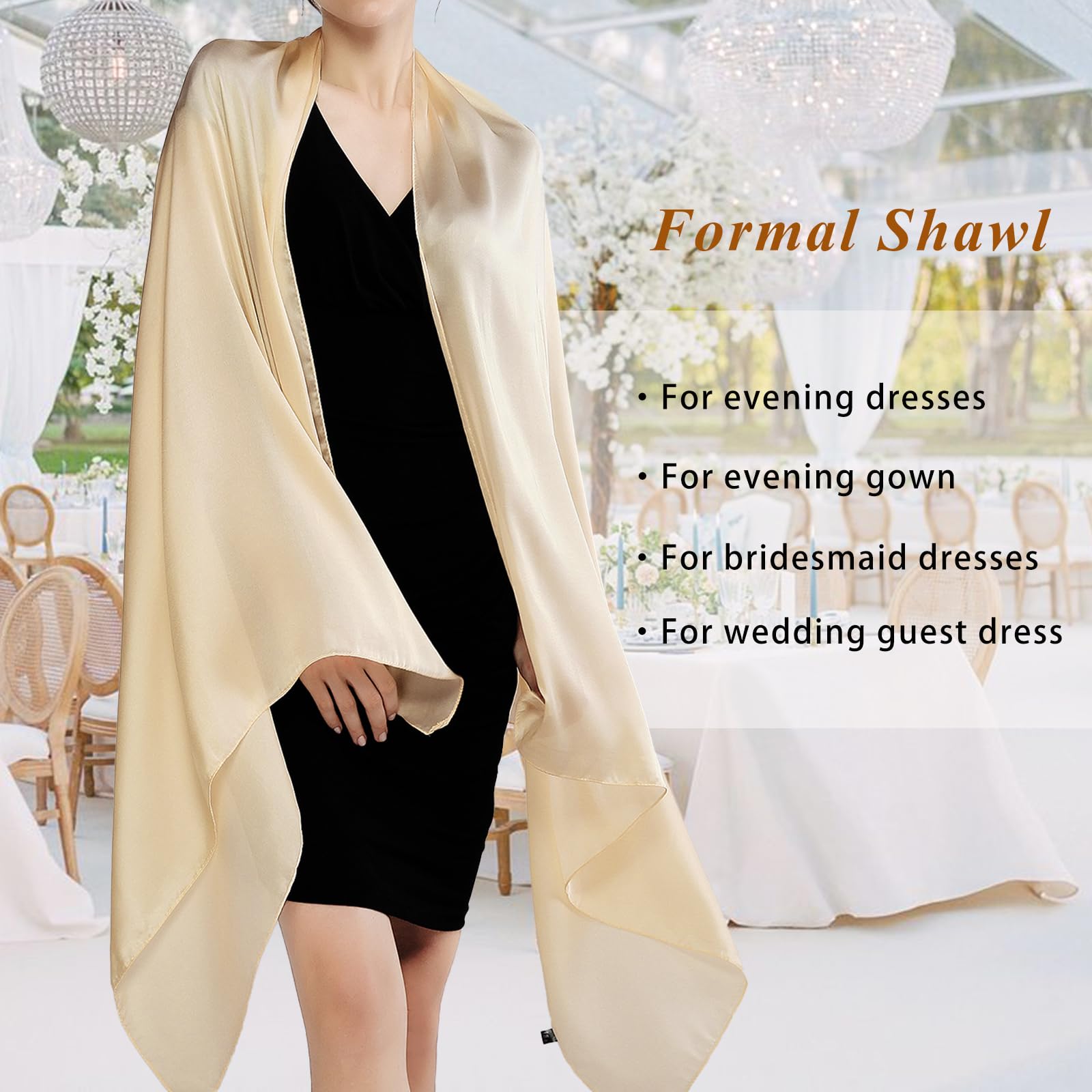 RIIQIICHY Foulard Sciarpa Seta Donna Pashmina Stola Scialle Cerimonia Abito da Sera Elegante Sposa