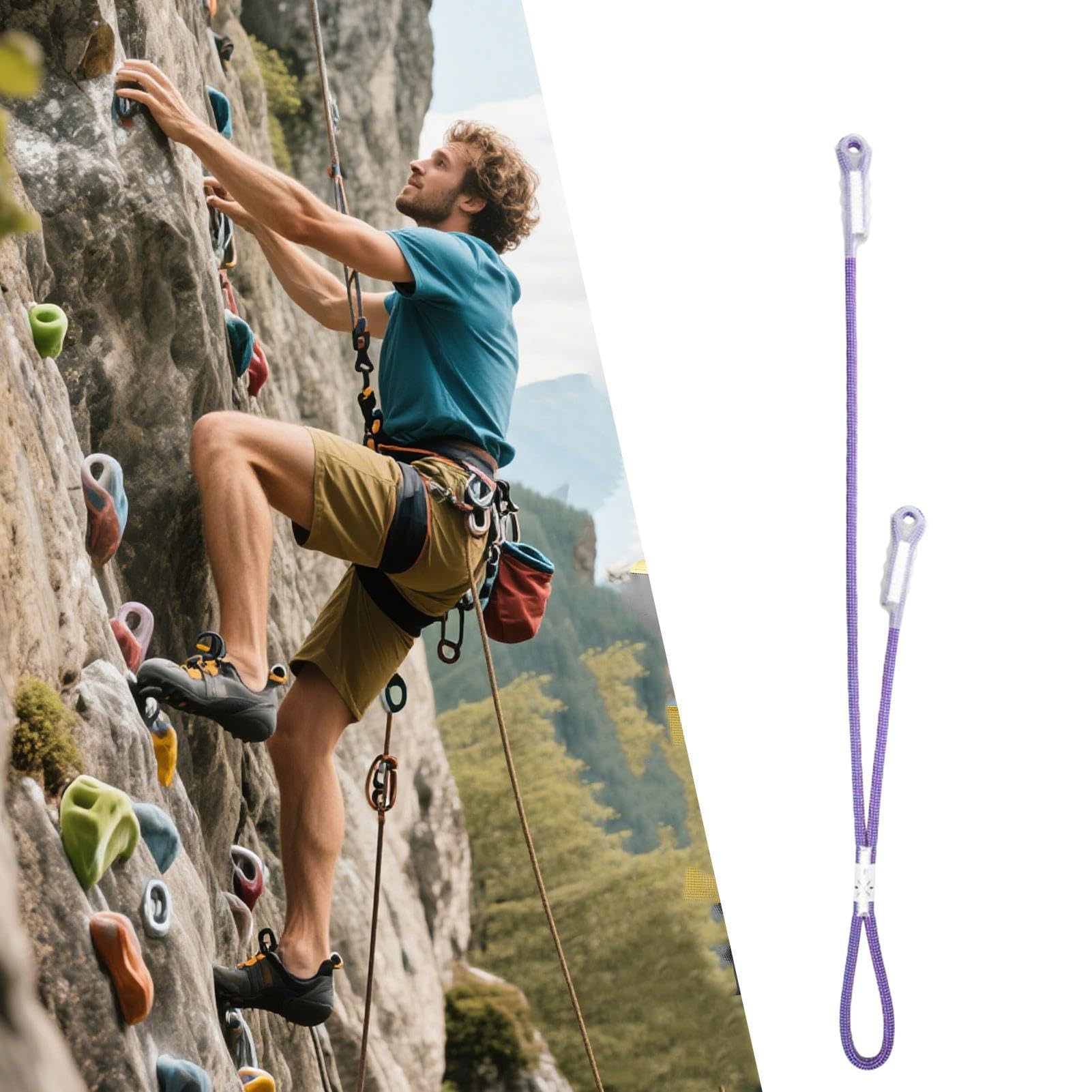Prusik Rope - Cuerda de seguridad para escalada - Equipo de rescate de alta resistencia en forma de Y para ascensos, seguridad en el parque infantil