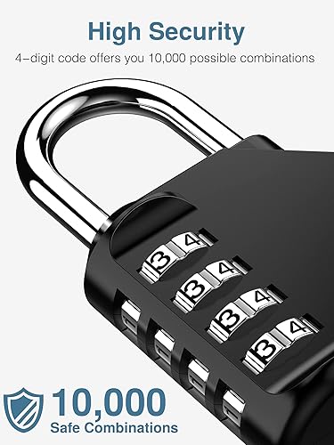 Miniatura 2 de Puroma candado de combinación de 4 dígitos para exteriores, resistente al agua, candado con llave, candado de disco de acero inoxidable con grillete