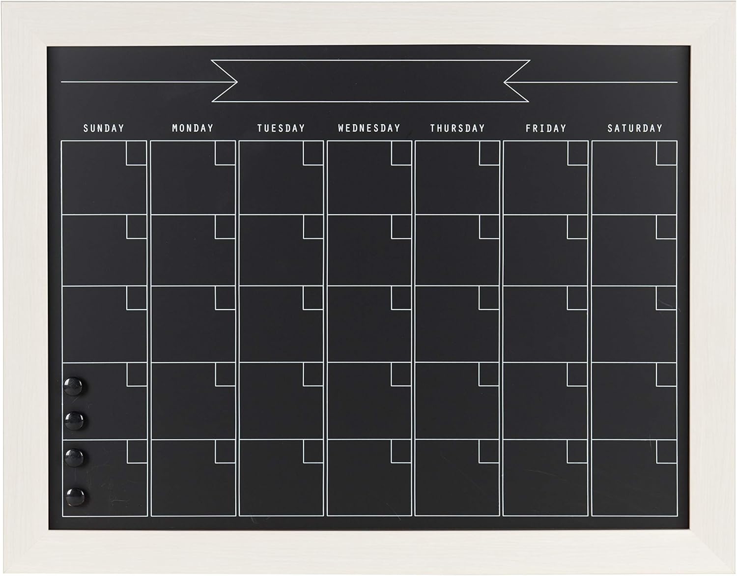 Beatrice Framed Magnetic Chalkboard Monthly Calendar, 23x29, White