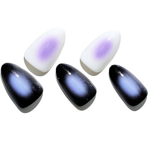 Miniatura 8 de GLAMERMAID - Uñas postizas cortas a presión, con pegamento de ojos de diablo negro gótico, 30 unidades, uñas postizas acrílicas cortas mate,