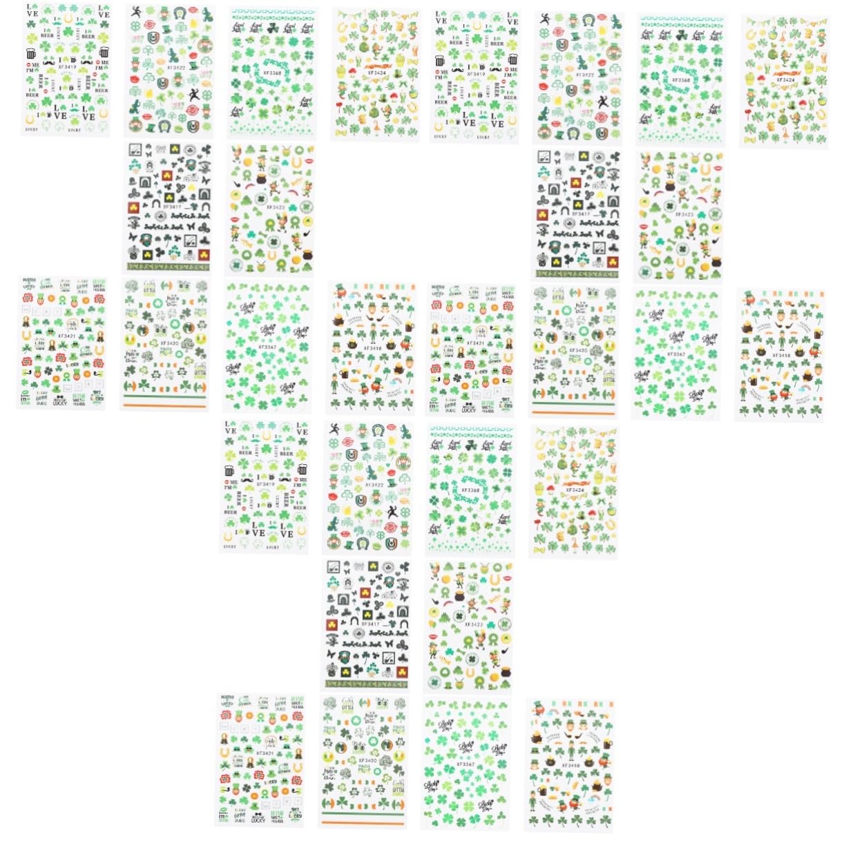 Décalcomanies pour ongles Saint-Patrick Healvian 30 feuilles autocollantes contre le vernis raté